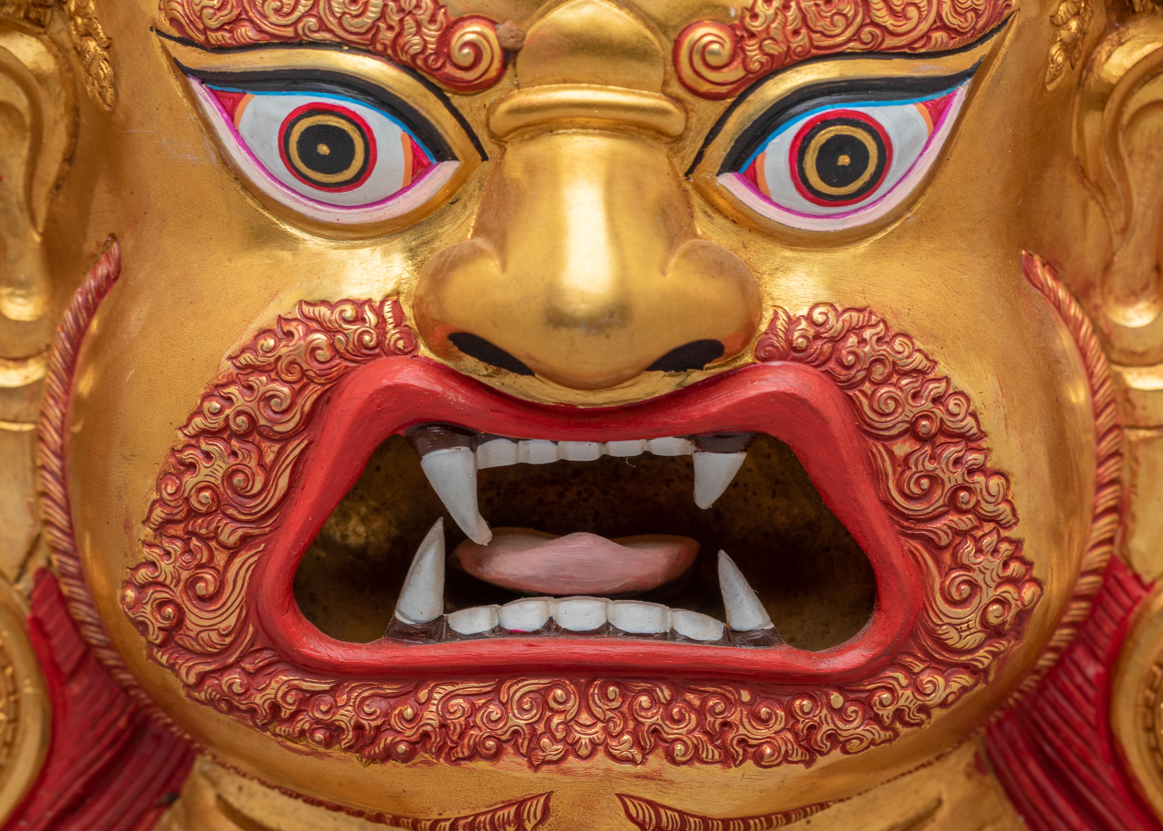 Dharmapala Mahakala Wall Hanging | Gold Plated Mahakala Wall Art
