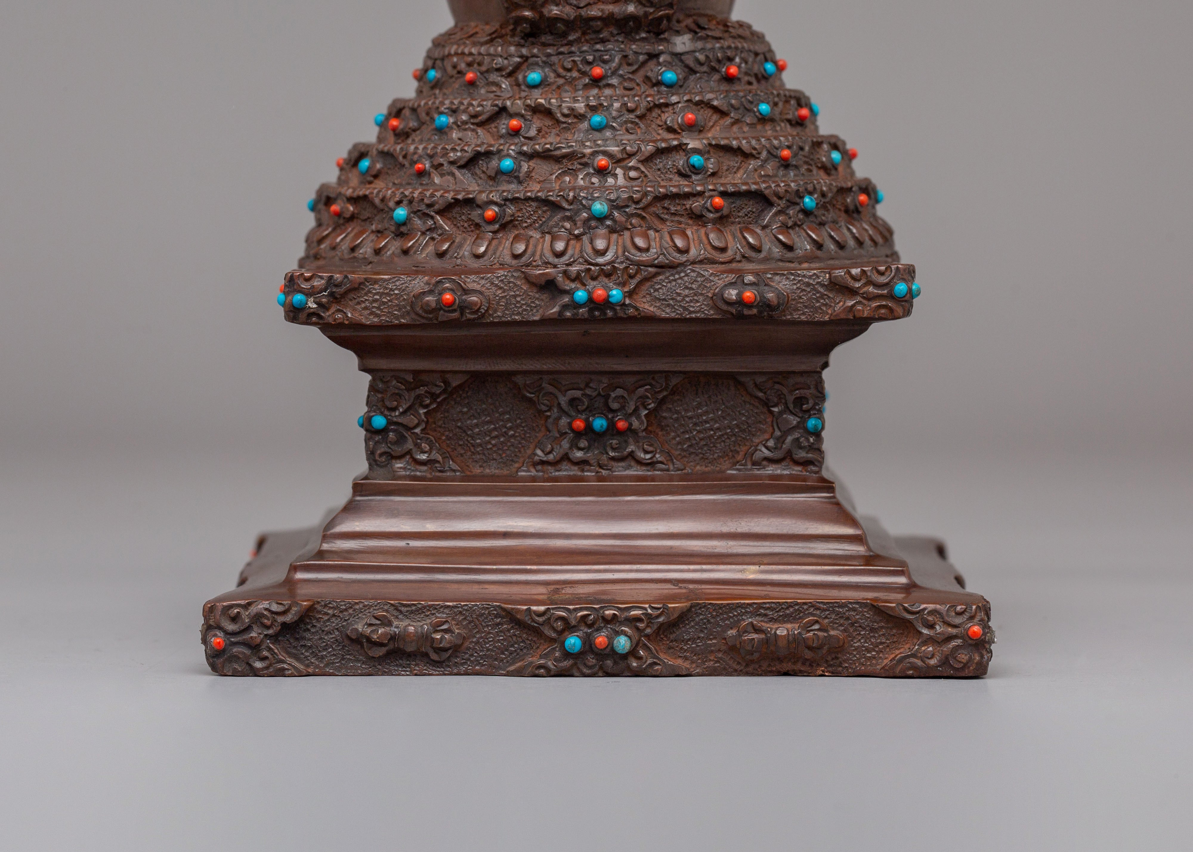 Handmade Lotus Blossom Stupa for Altar | Sacred Home Decor