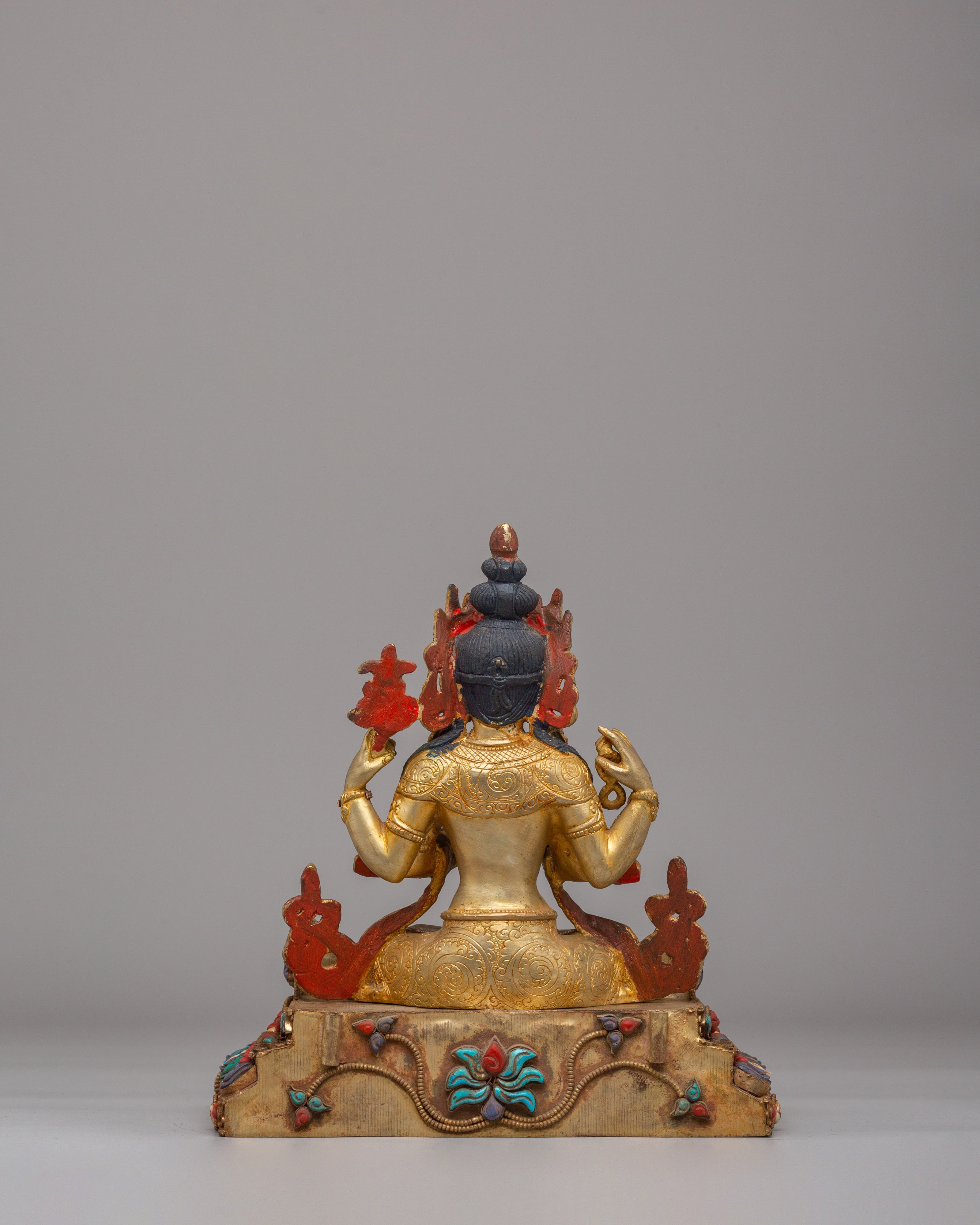 Handmade Chenrezig Statue on Throne | Tibetan Bodhisattva Statue