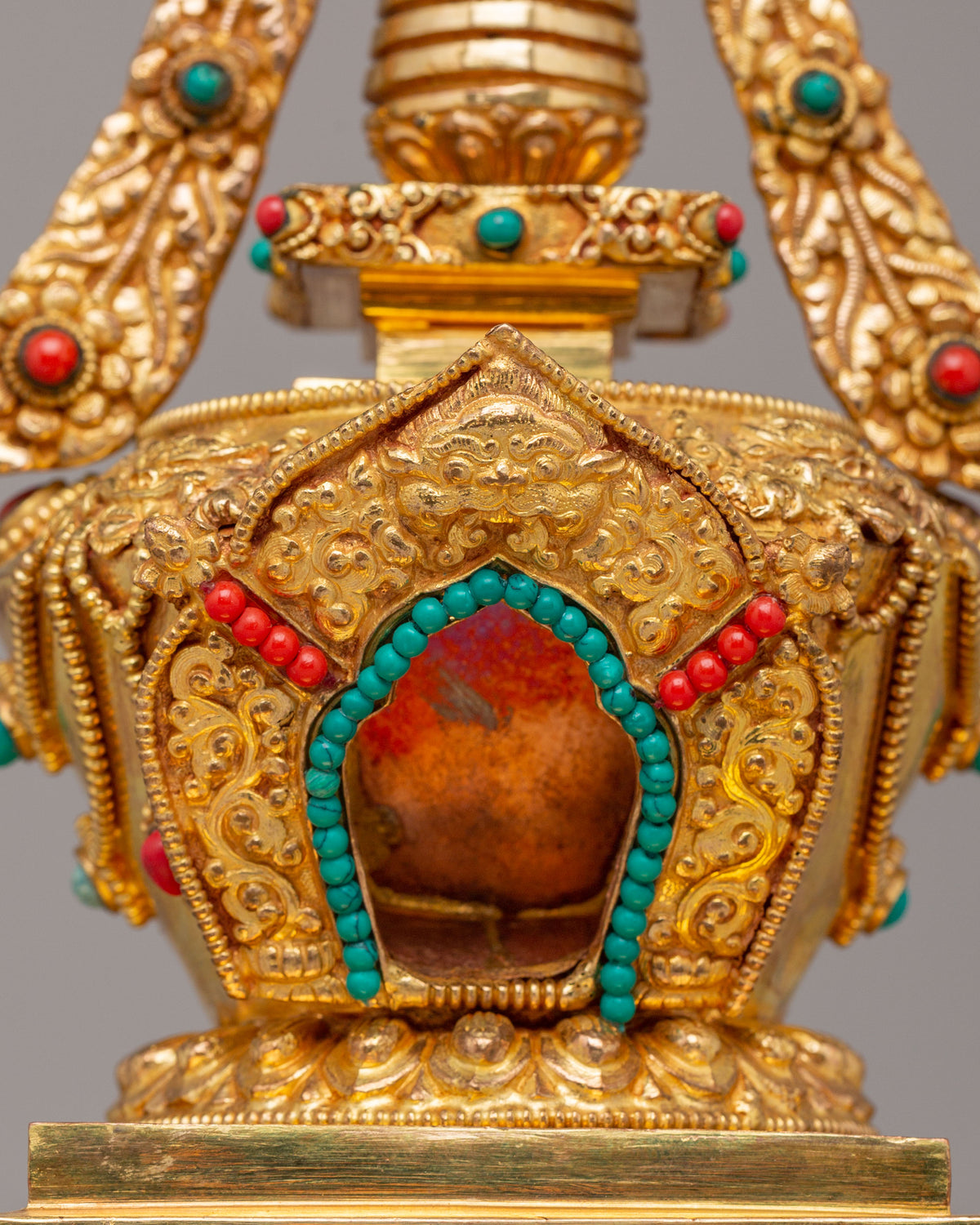 Tibetan Ritual Enlightenment Stupa | Gold Plated Copper Stupa
