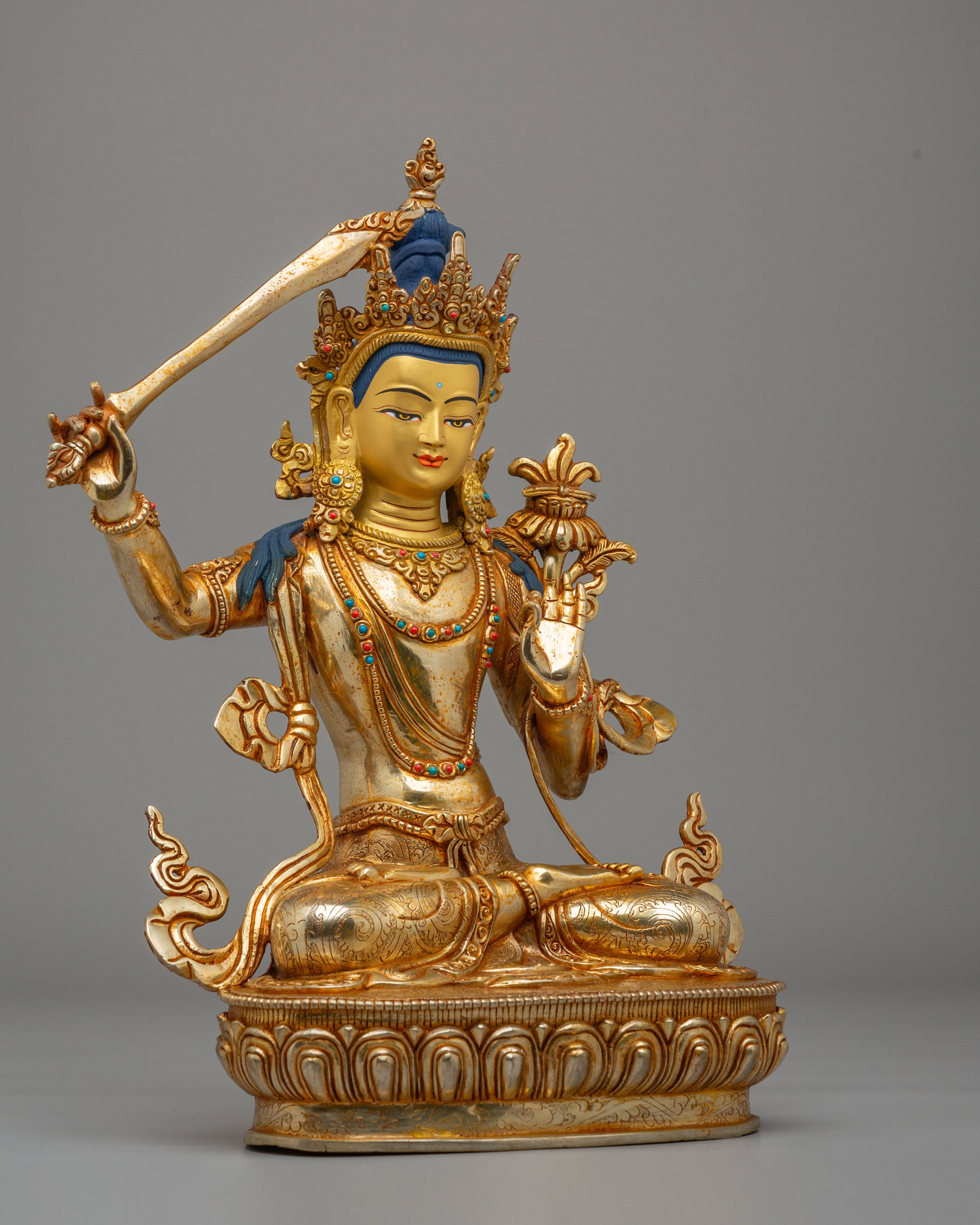 Manjushri Statue with Wisdom Sword | Tibetan Bodhisattva of Wisdom