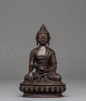 Shakyamuni Buddha Oxidized Tibetan Figurine
