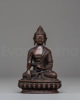 Shakyamuni Buddha Oxidized Tibetan Figurine