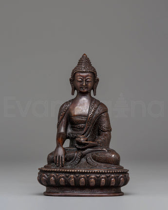 Shakyamuni Buddha Oxidized Tibetan Figurine