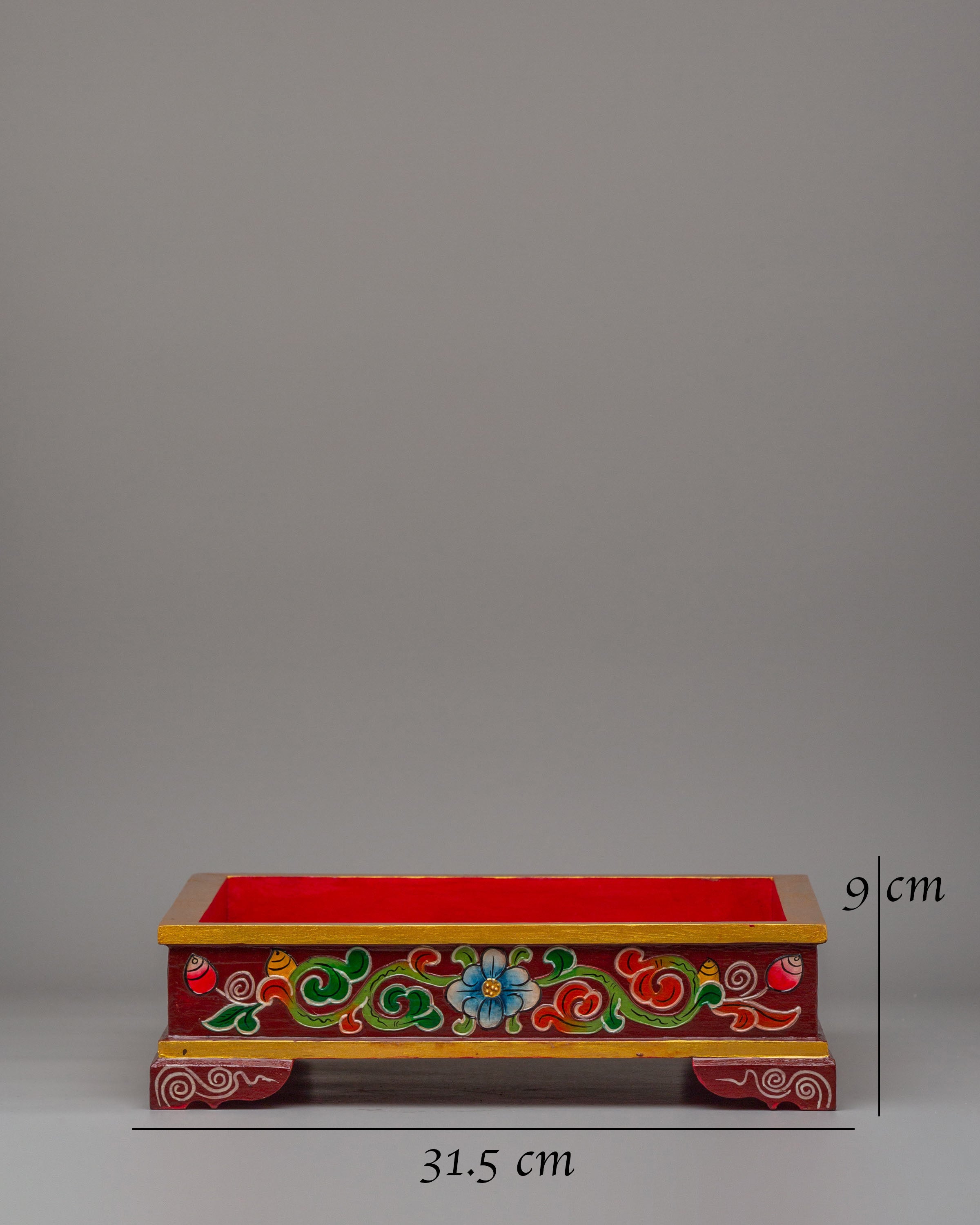 Handmade Tibetan Tray | Wooden Buddhist Offering Tray