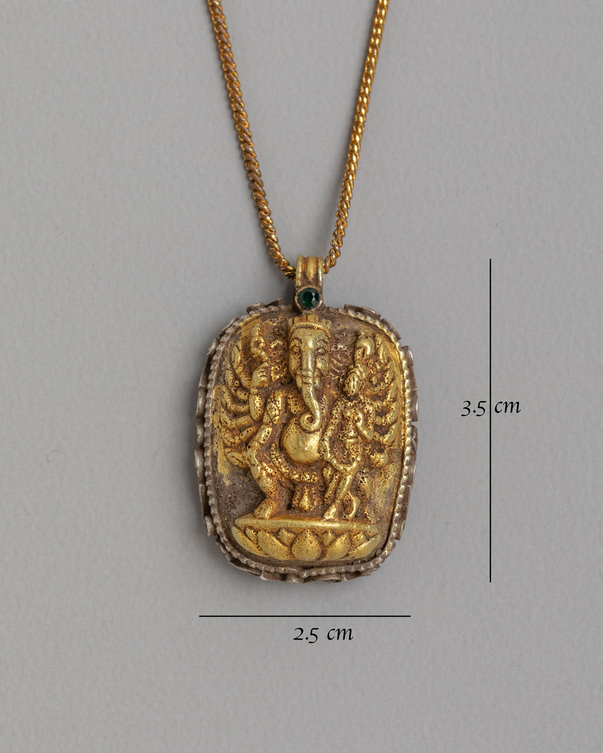 Maha Rakta Ganesha Locket | 92.5 Sterling Silver Fire Gilt Pendant