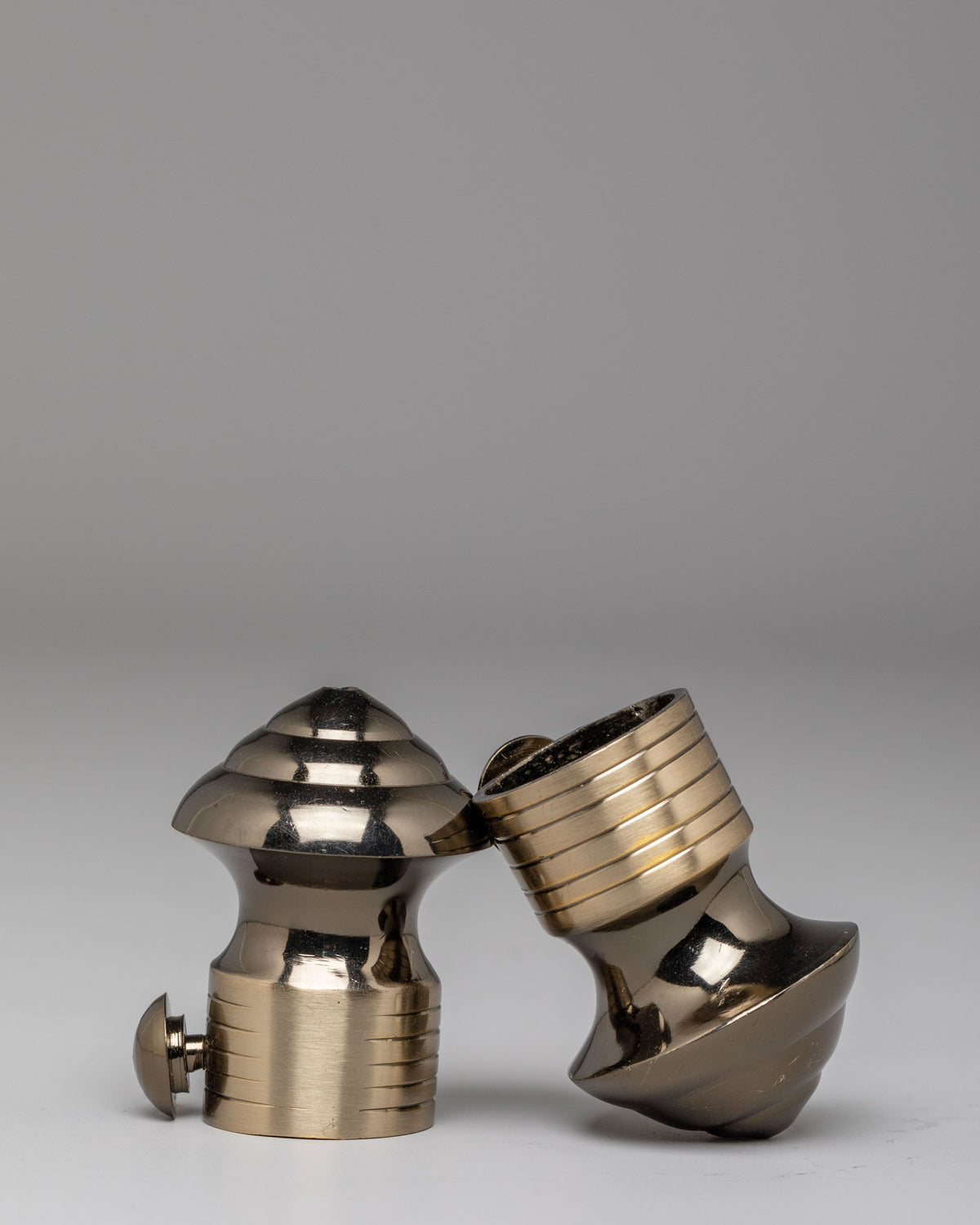 Buddhist Brocade Stick Cap | Polished Alloy Thangka Holder Accessories