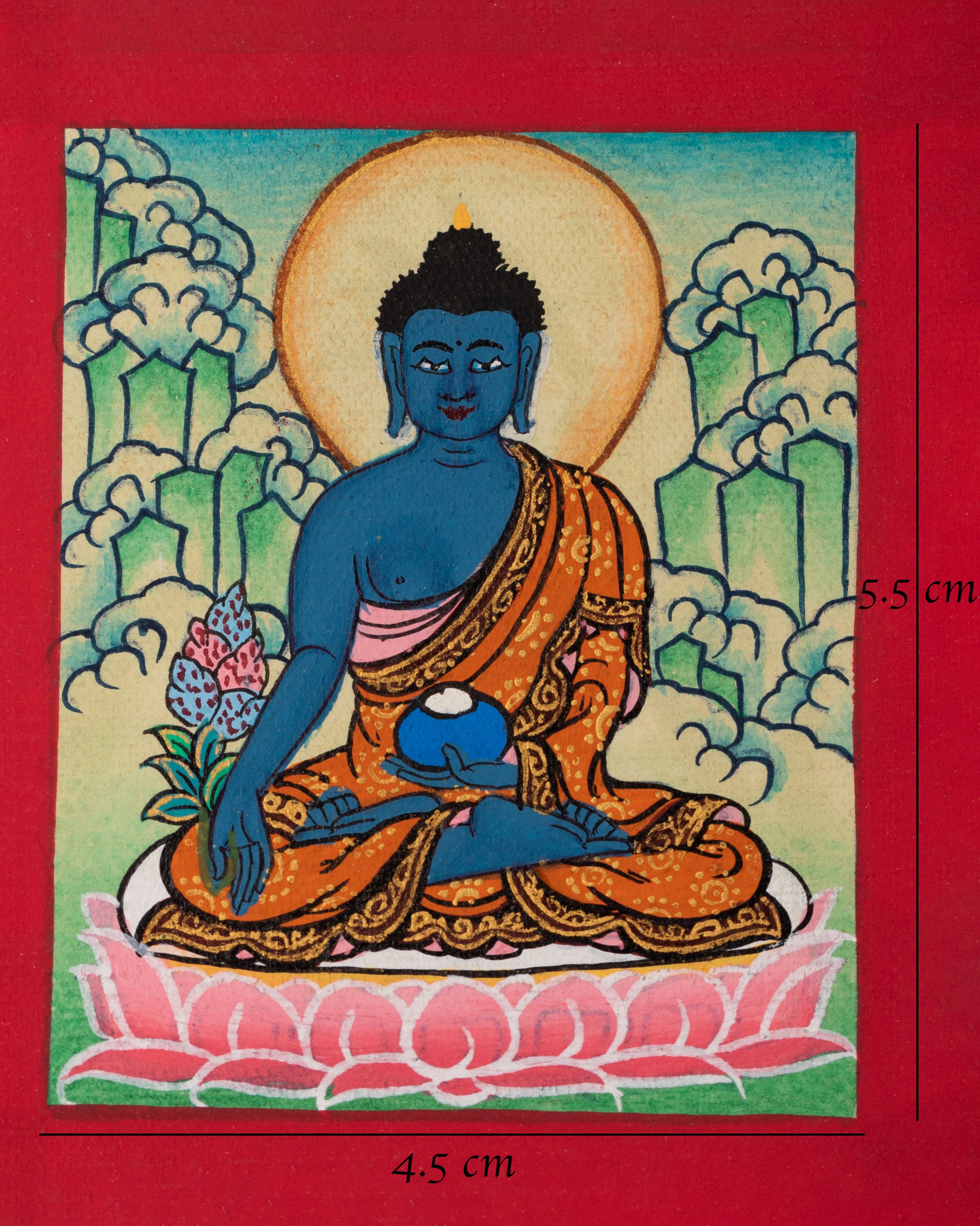 Traditional Medicine Buddha Thangka for Locket | Spiritual Pendant