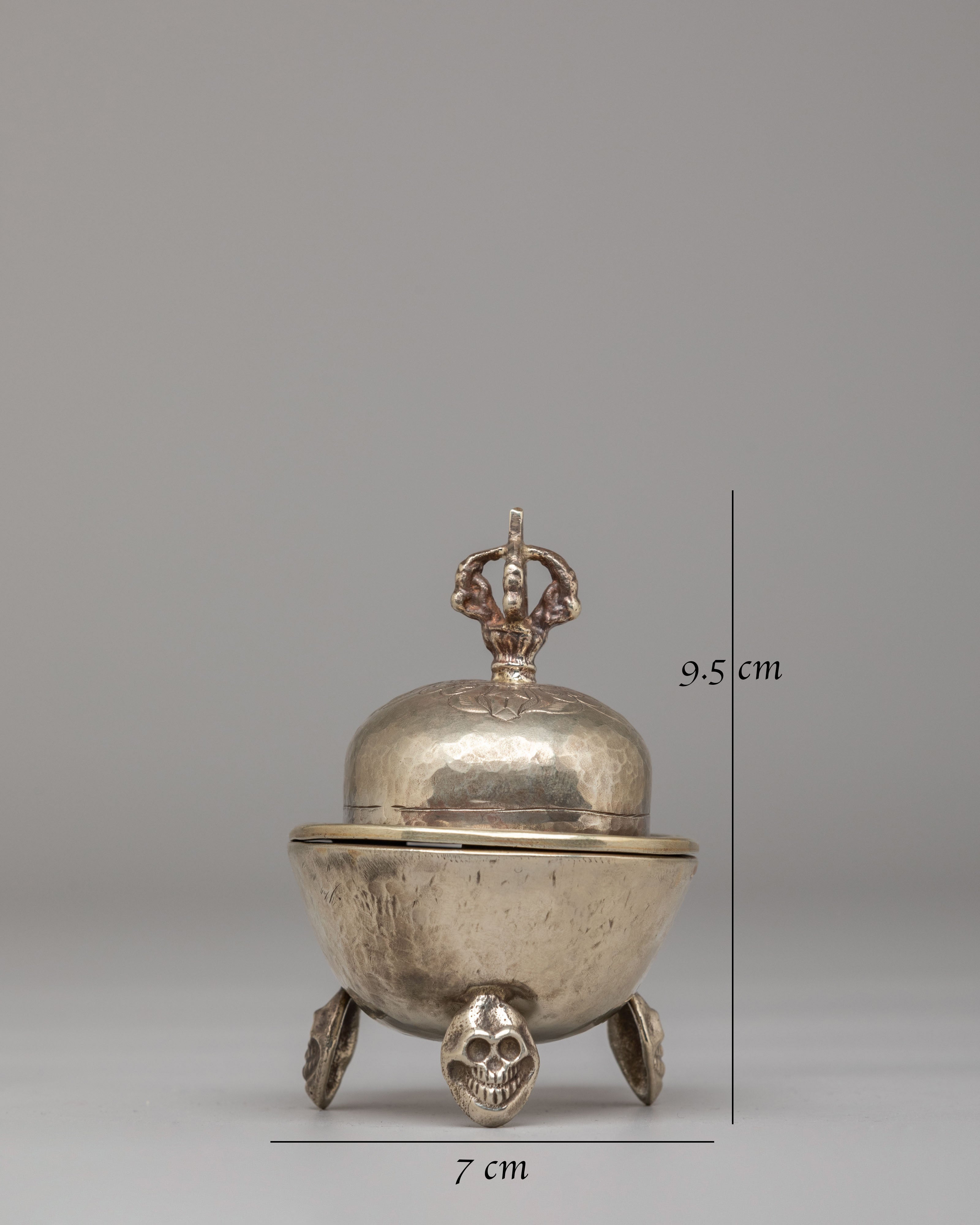 Buddhist Ritual Kapala With Vajra Top | Sacred Skull Offering Vessel