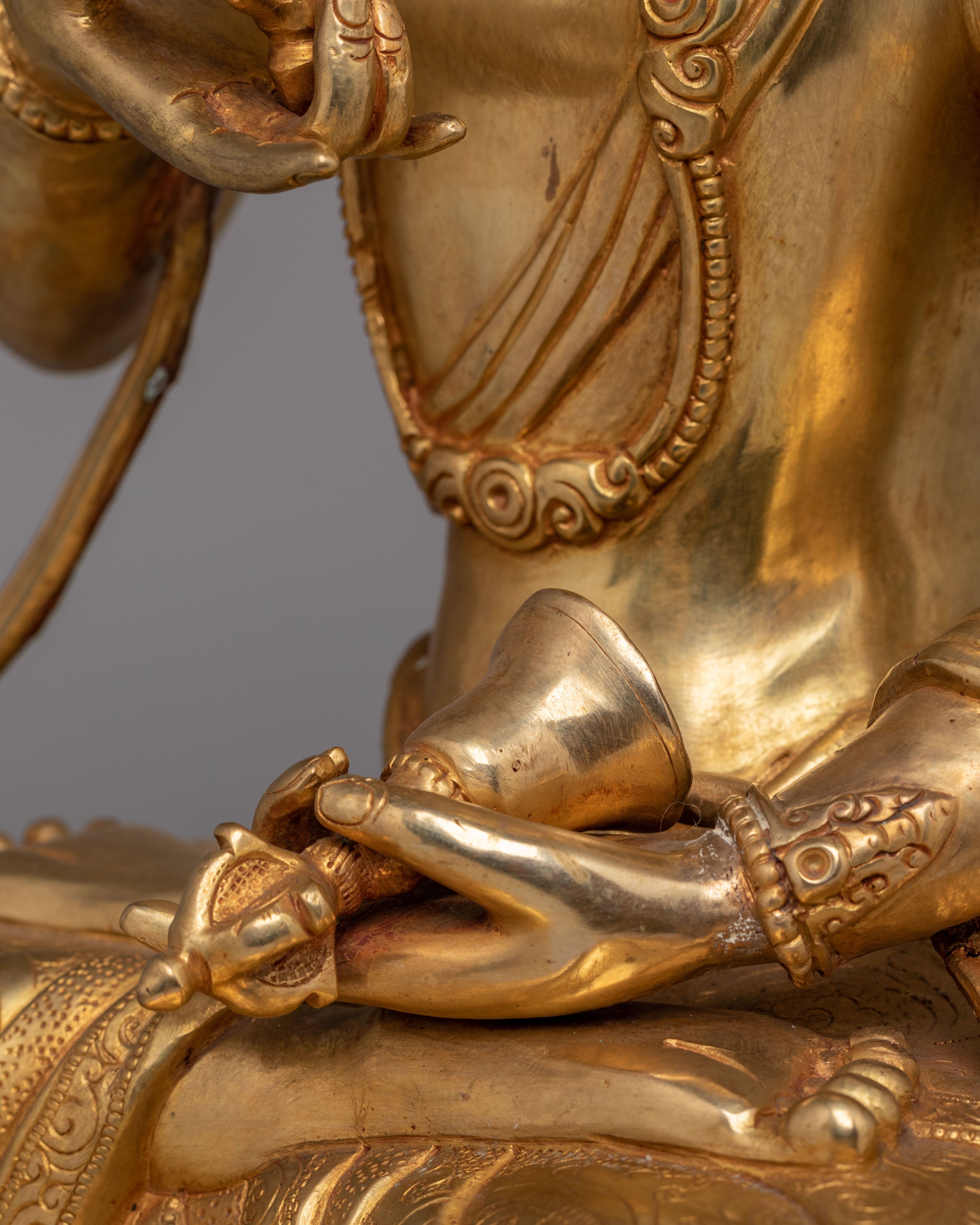 Tibetan Altar Vajrasattva Statue | 24K Gold Plated Buddhist Altar Decor