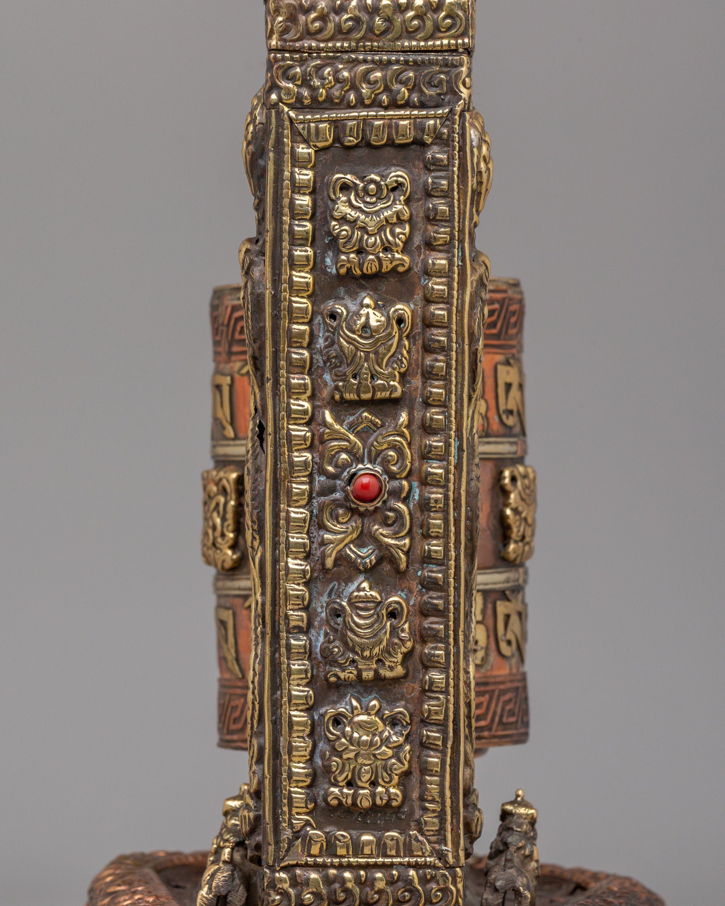 Spiritual Prayer Wheel with Incense Burner | Sacred Tibetan Ritual Object