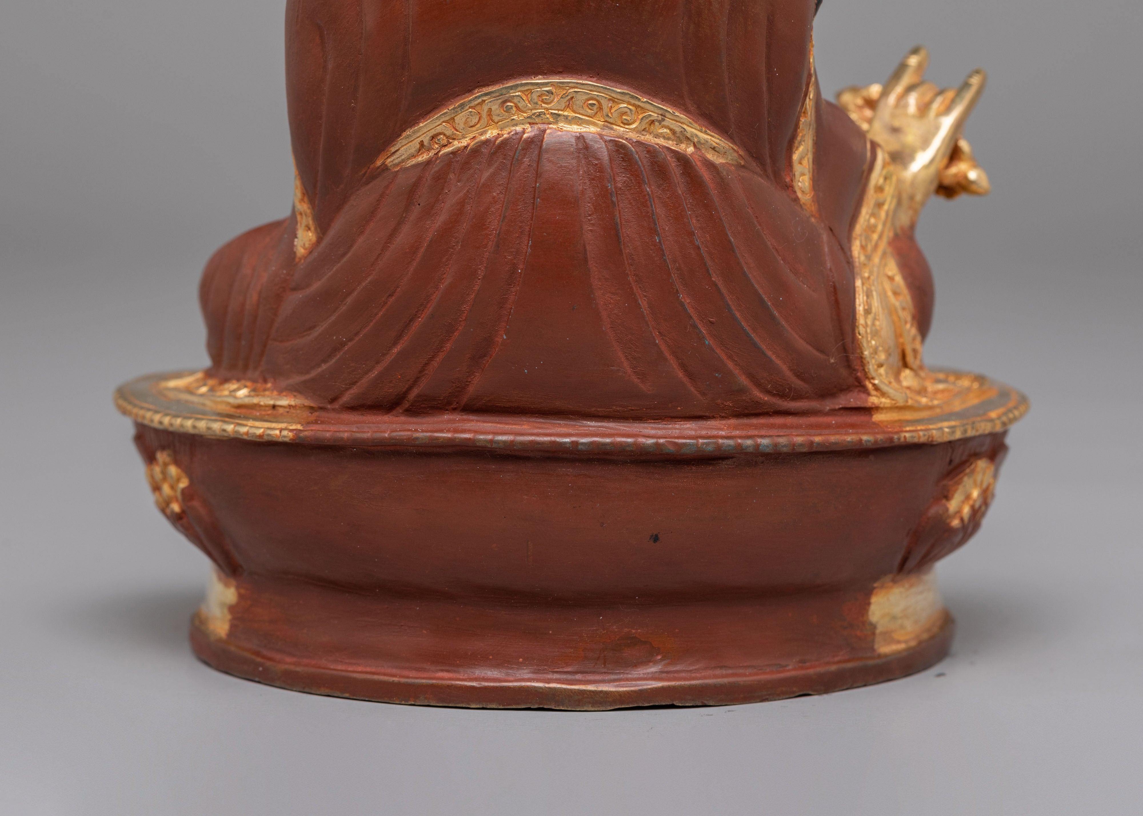 Buddhist Protector Guru Rinpoche Statue | 24K Gold Gilded Tibetan Art