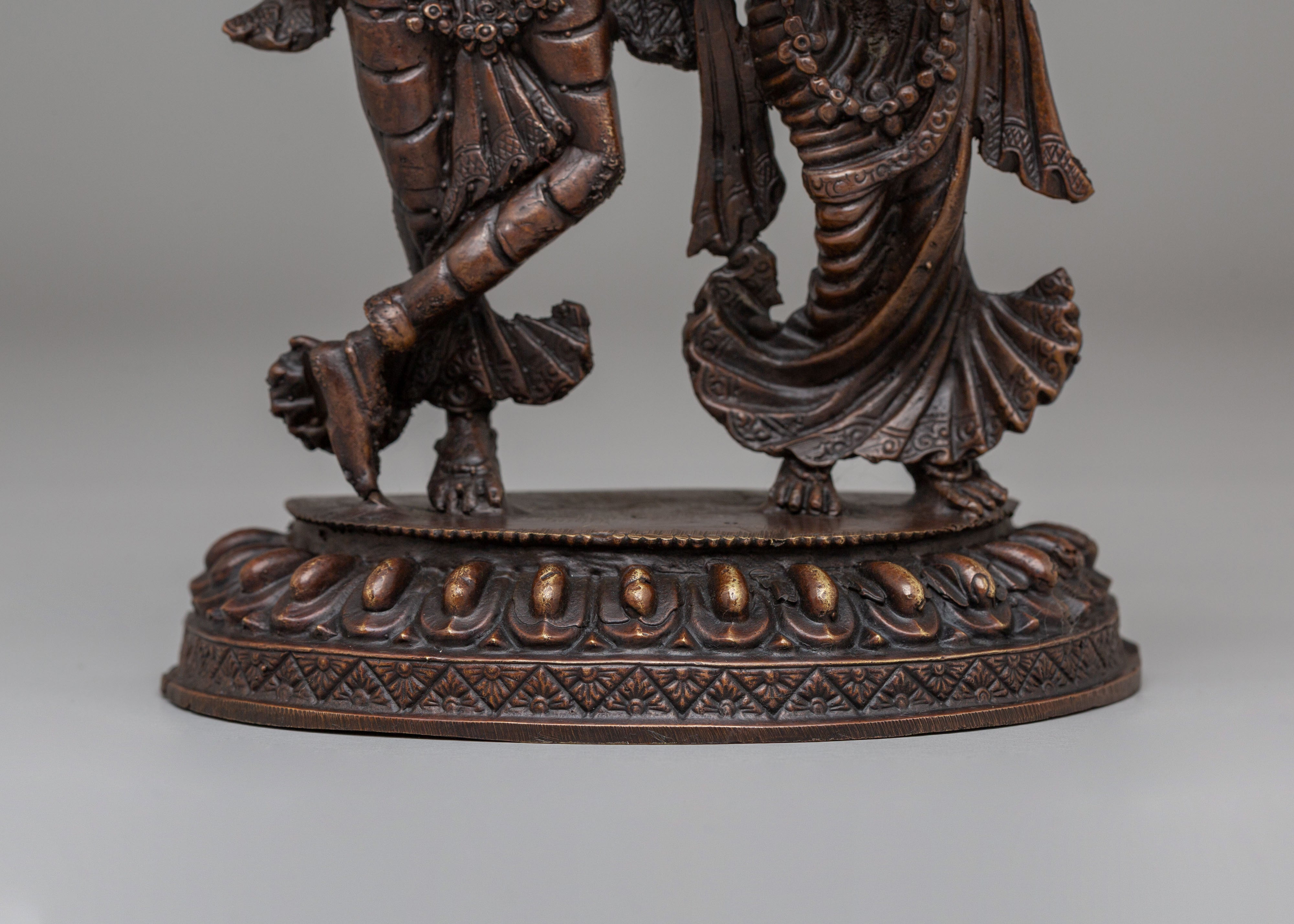 Traditional Sacred Radha Krishna Statue | Hindu Deity Figurine