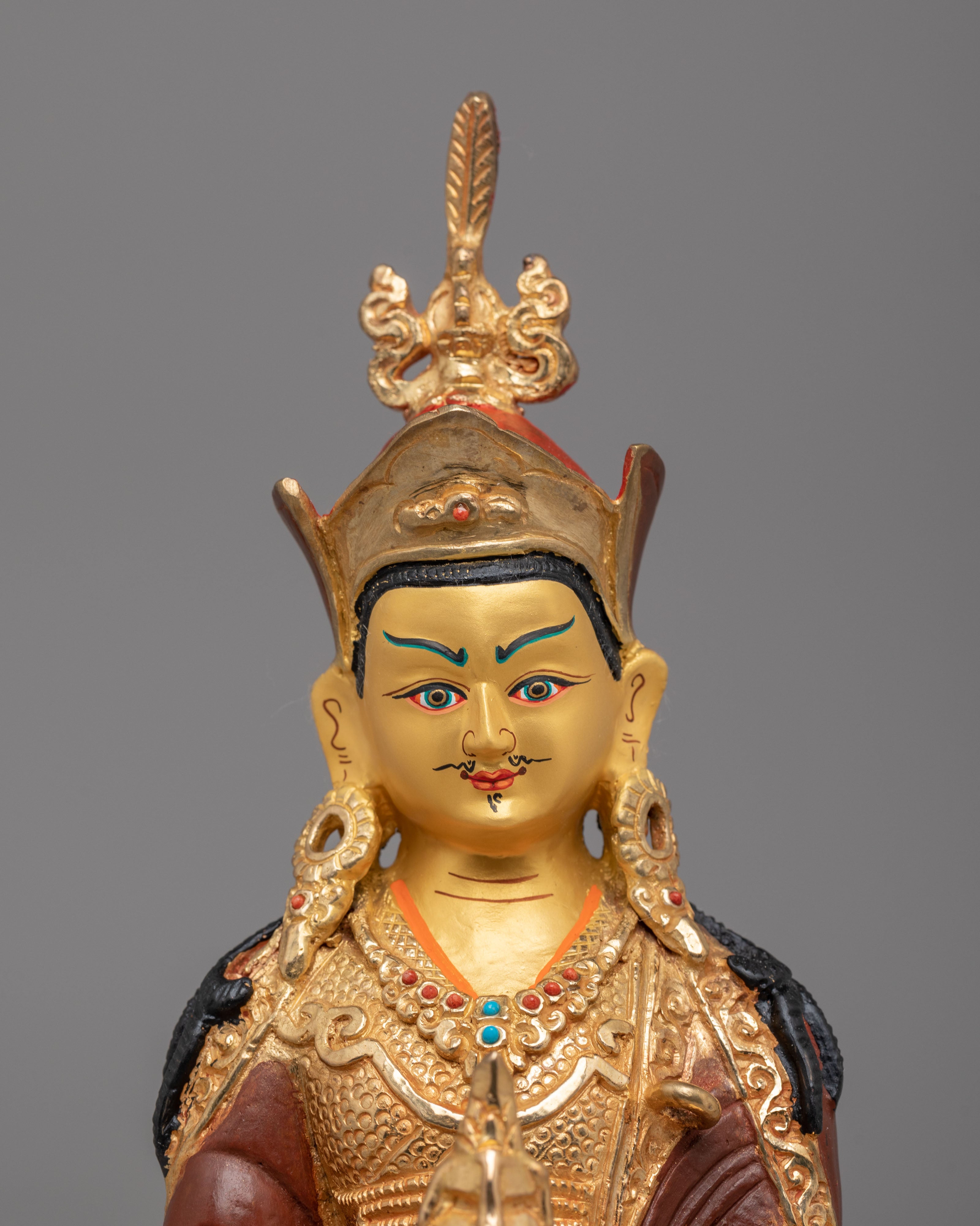Buddhist Protector Guru Rinpoche Statue | 24K Gold Gilded Tibetan Art