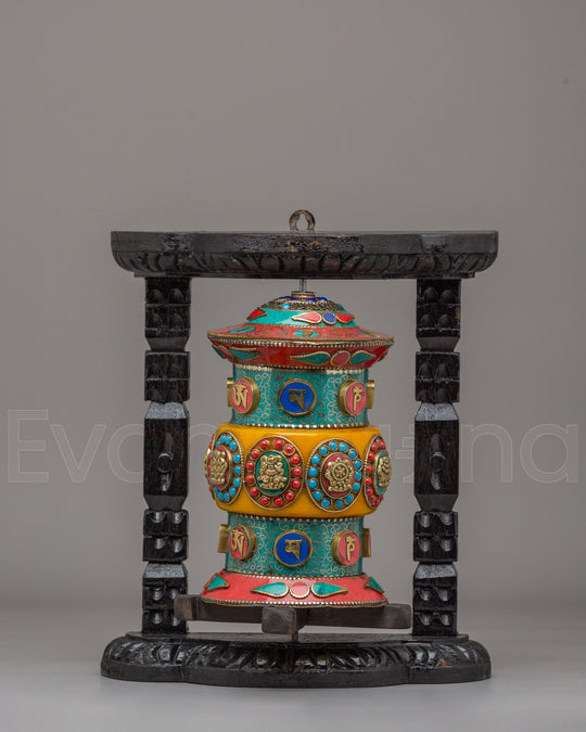 Himalayan Ritual Prayer Wheel for Altar | Mantra Spinner for Spiritual Practices