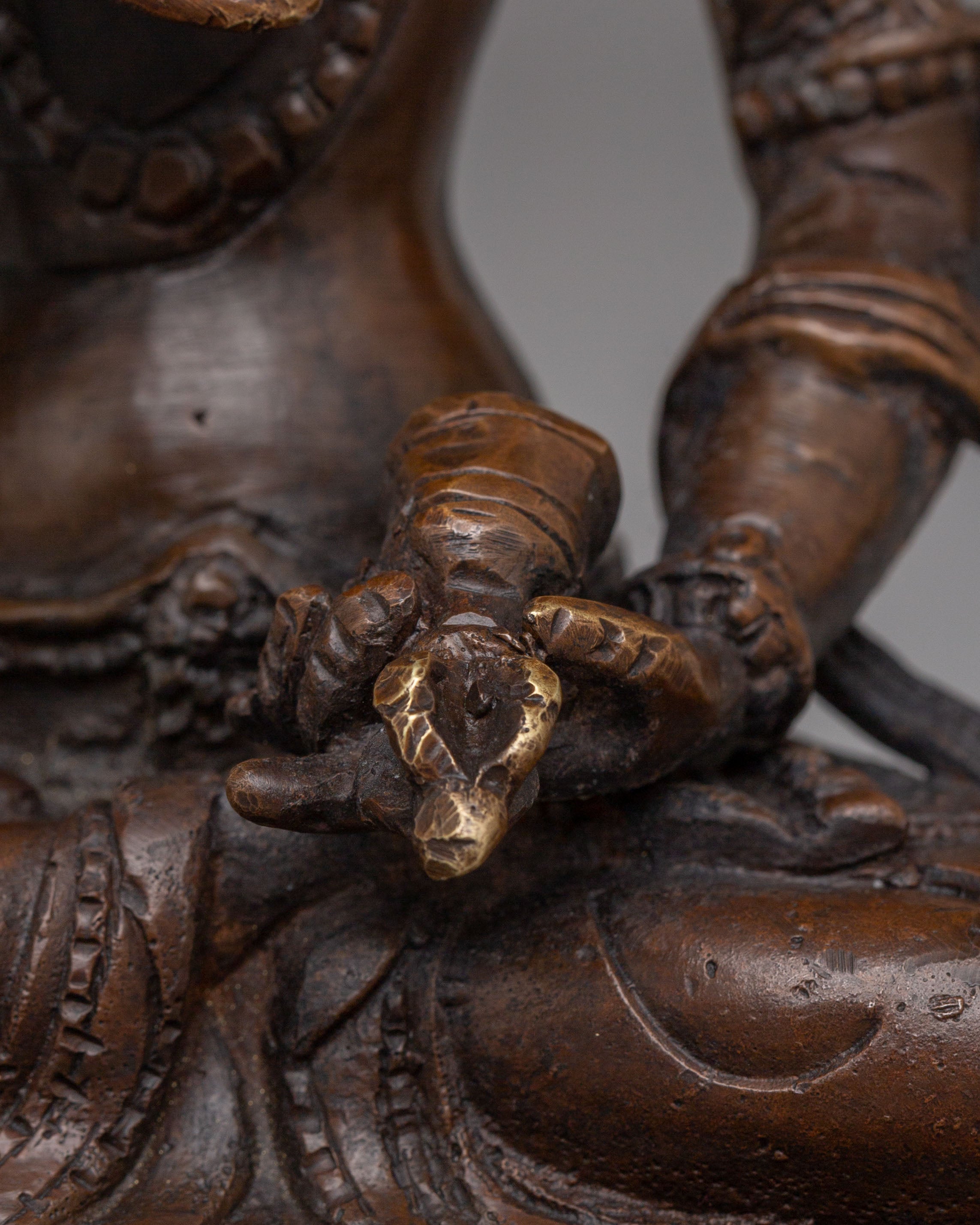 Sacred Himalayan Vajrasattva Statue | Oxidized Copper Figurine for Spiritual Meditation