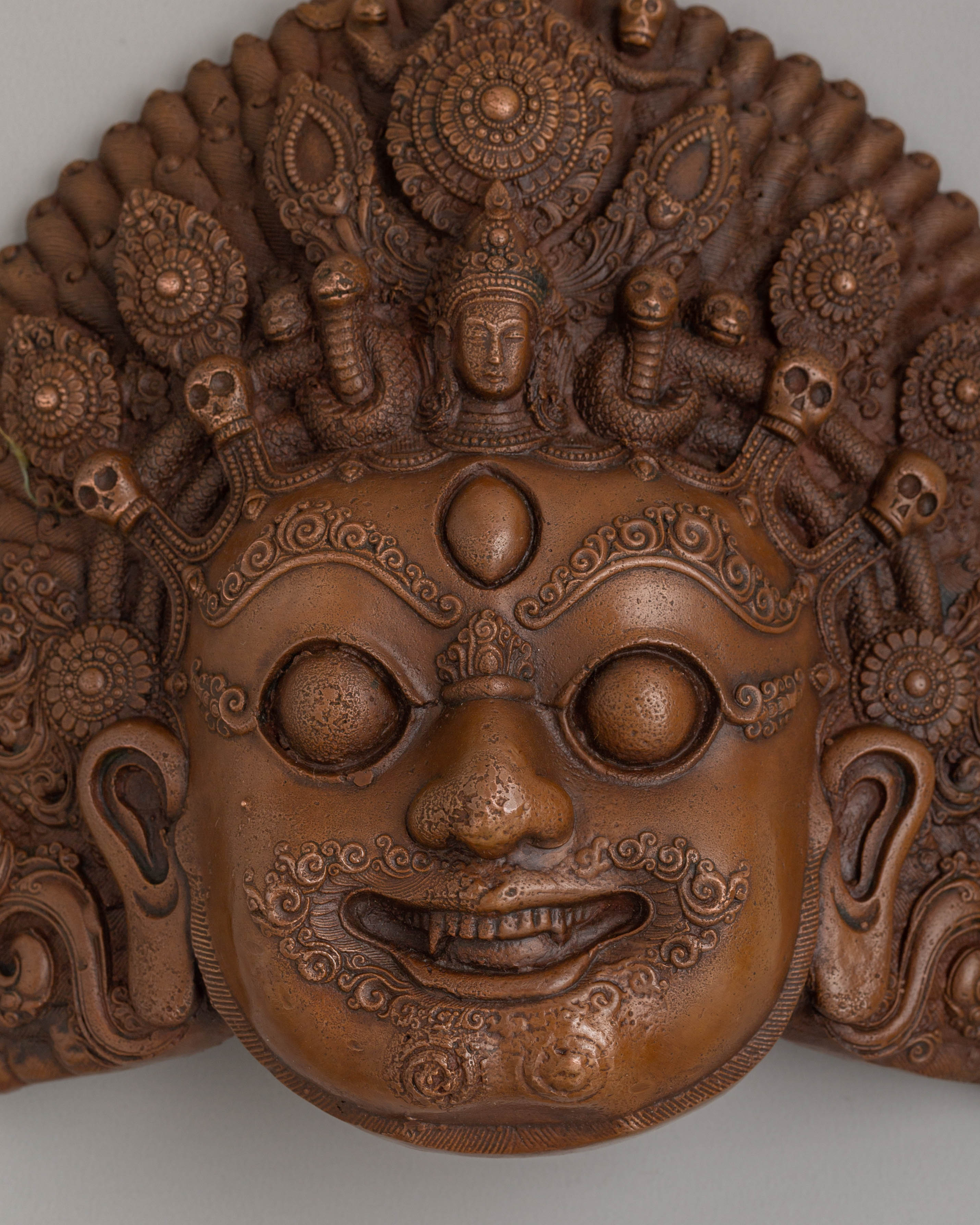 Sacred Bhairava Wall Hanging | Oxidized Copper Buddhist Artwork