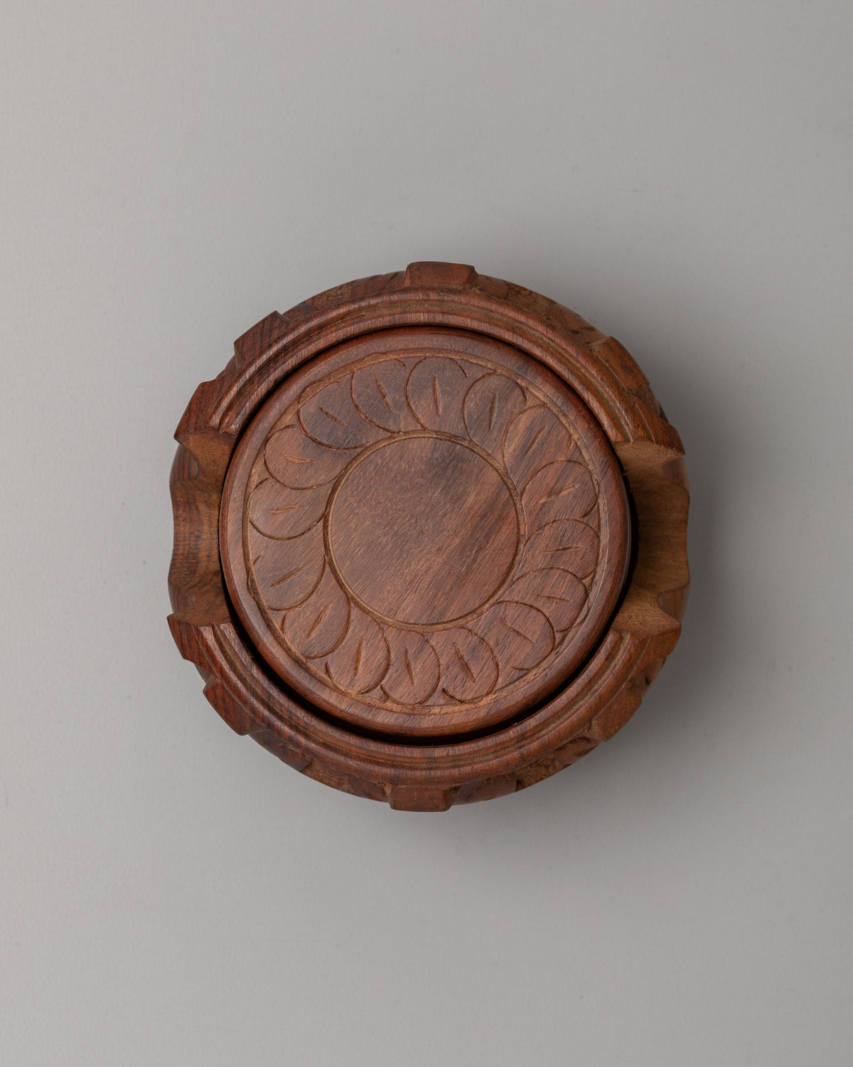 Buddhist Symbol Coaster Set | Handcrafted Wooden Coasters