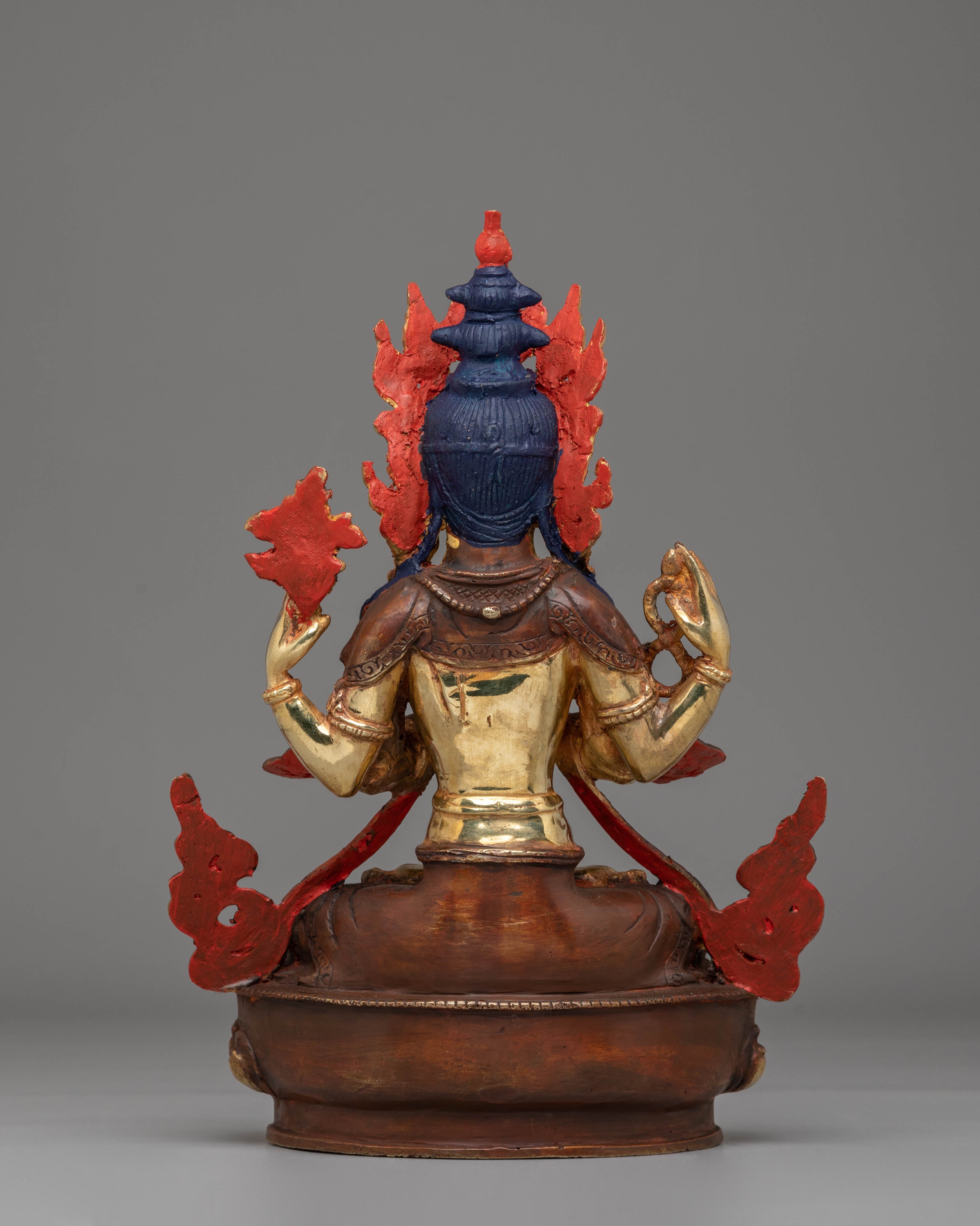 Tibetan Compassion Bodhisattva Statue | 24K Gold Plated Buddhist Sculpture