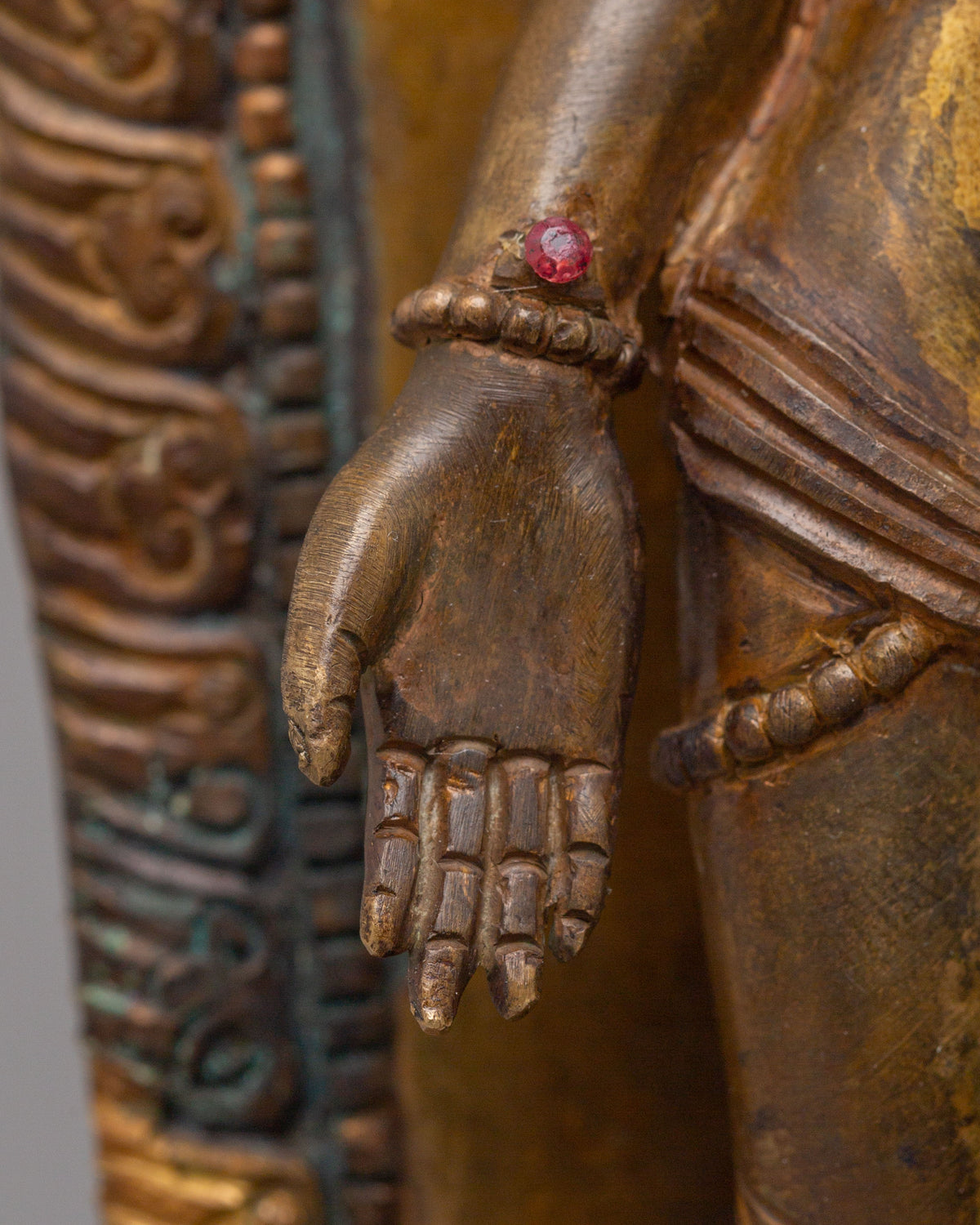 Standing Lokeshwor Statue for Meditation | Antique Copper Buddhist Sculpture