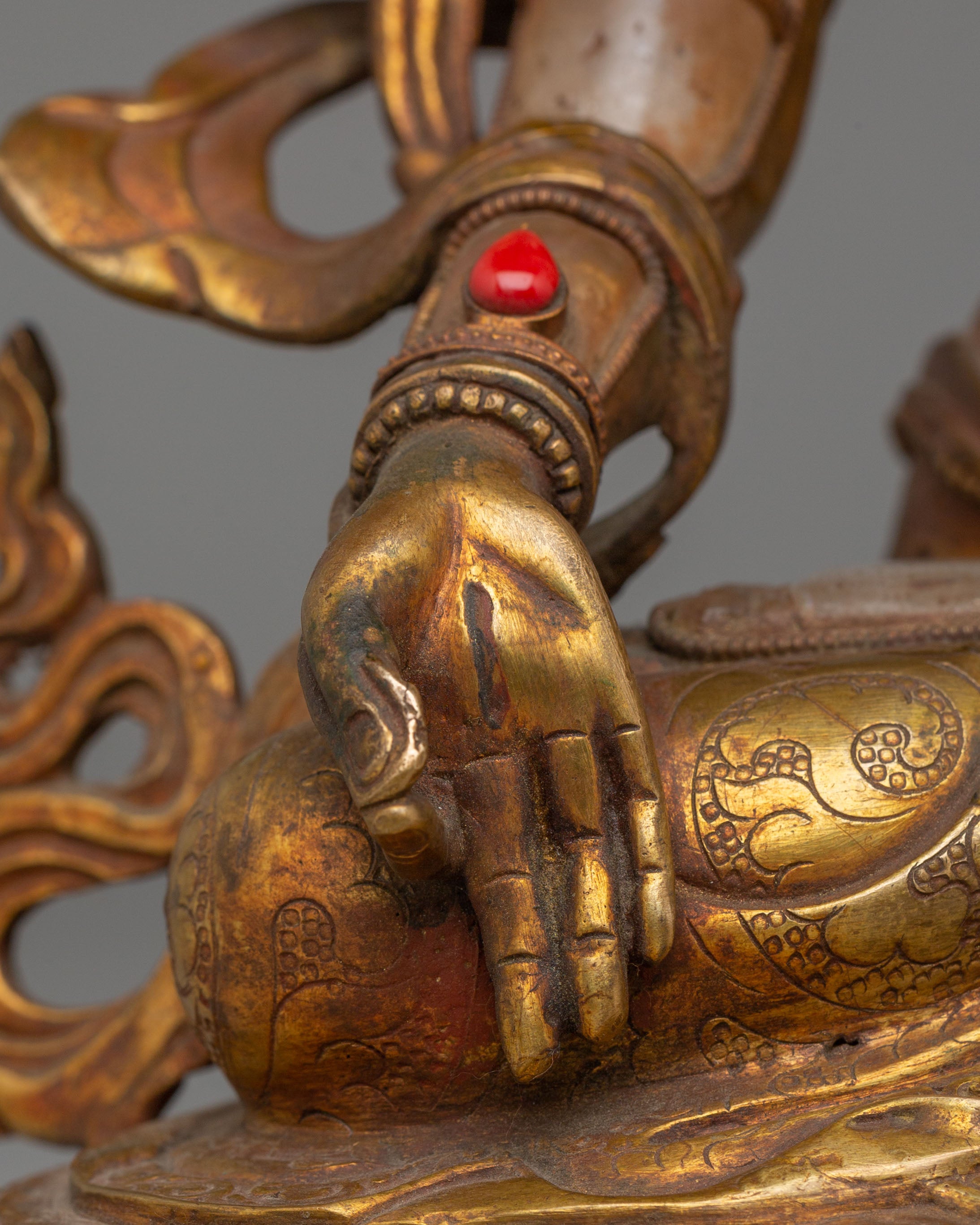 Spiritual Green Tara Decor Statue | Handcrafted Gemstone Figurine for Meditation