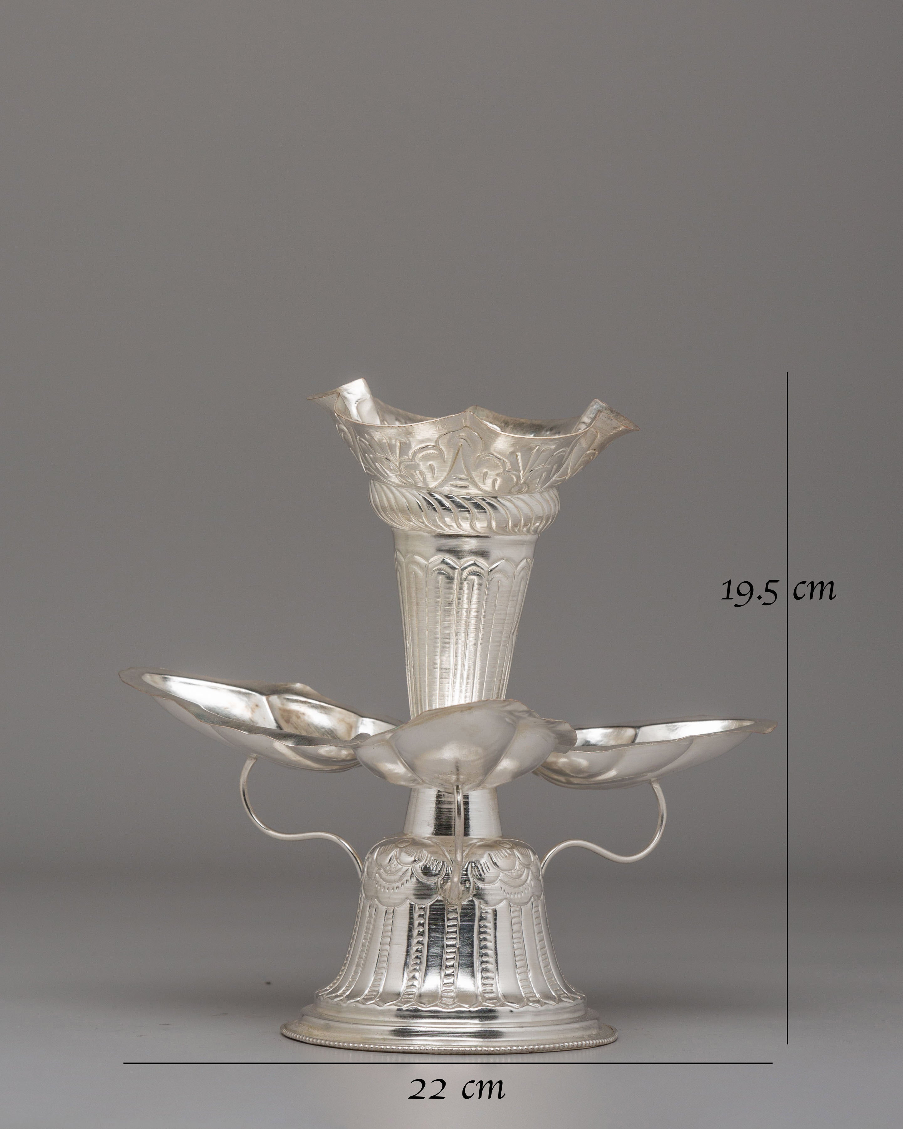Himalayan Altar Tikadani | Traditional Silver Puja Vessel
