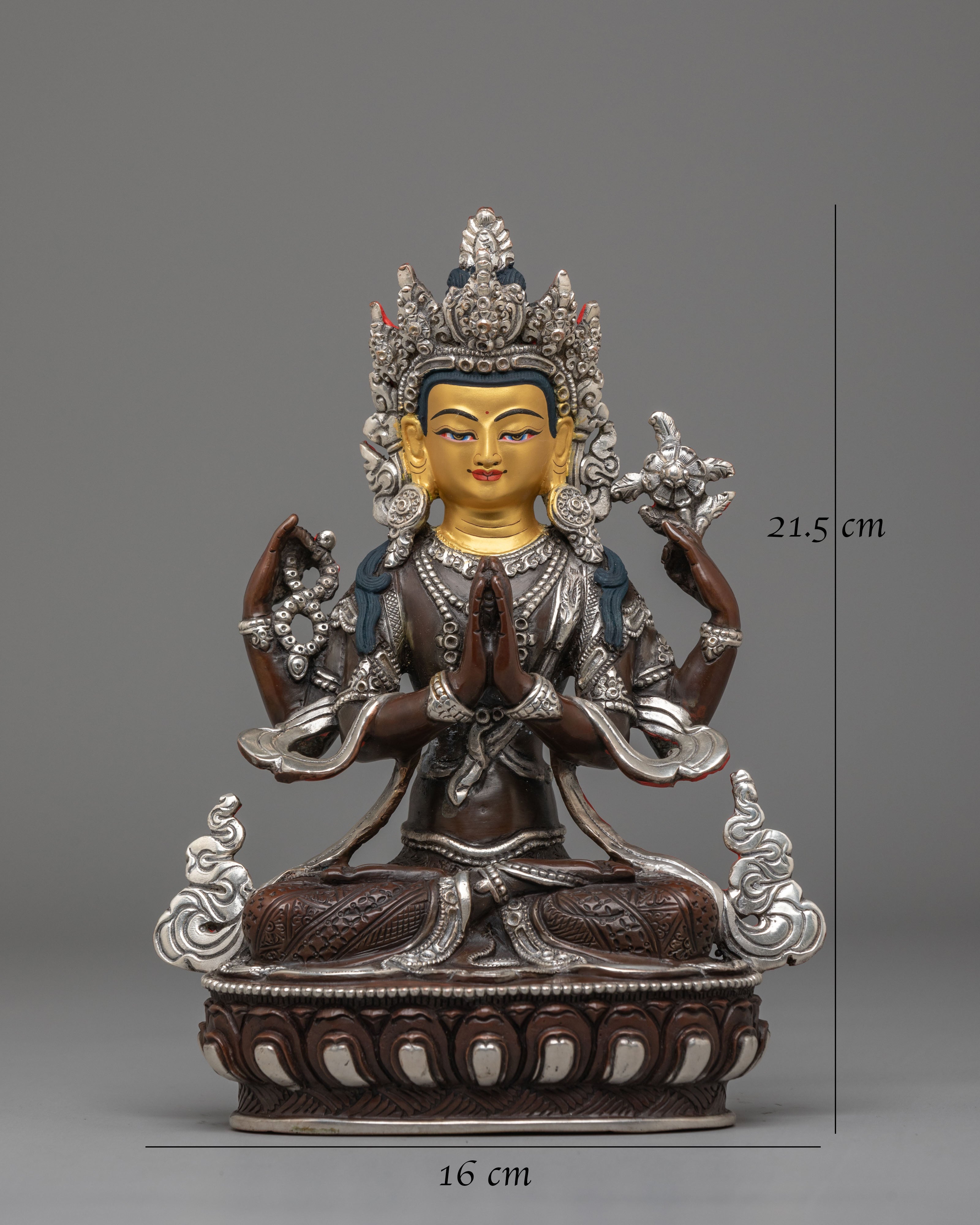 Tibetan Chenrezig Figurine | Bodhisattva of Compassion Statue