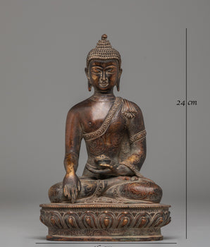 Shakyamuni Buddha Oxidized Tibetan Sculpture