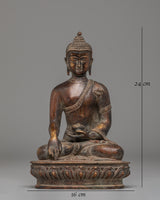 Shakyamuni Buddha Oxidized Tibetan Sculpture