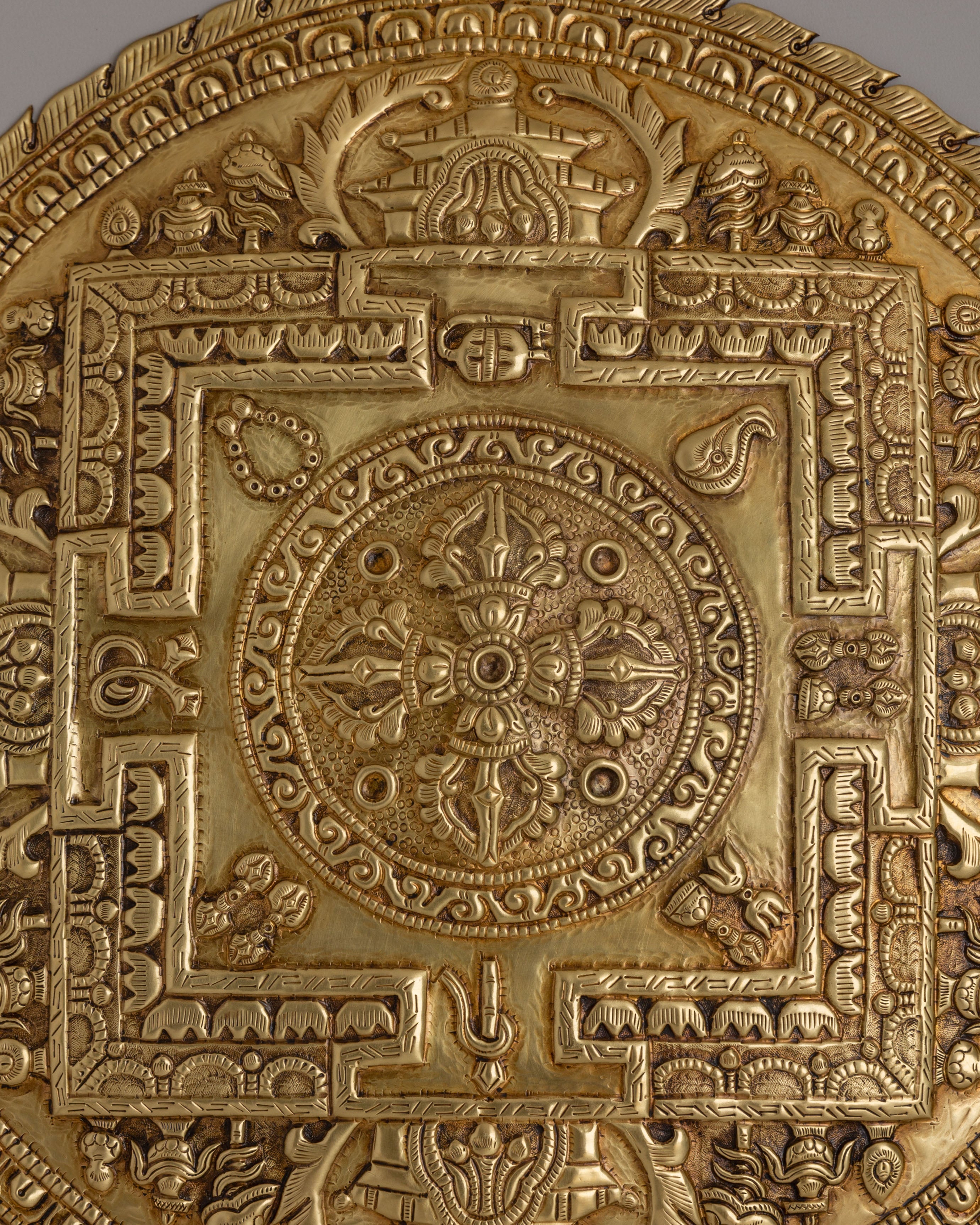 Handcarved Mandala Wall Hanging | Gemstone Inlaid