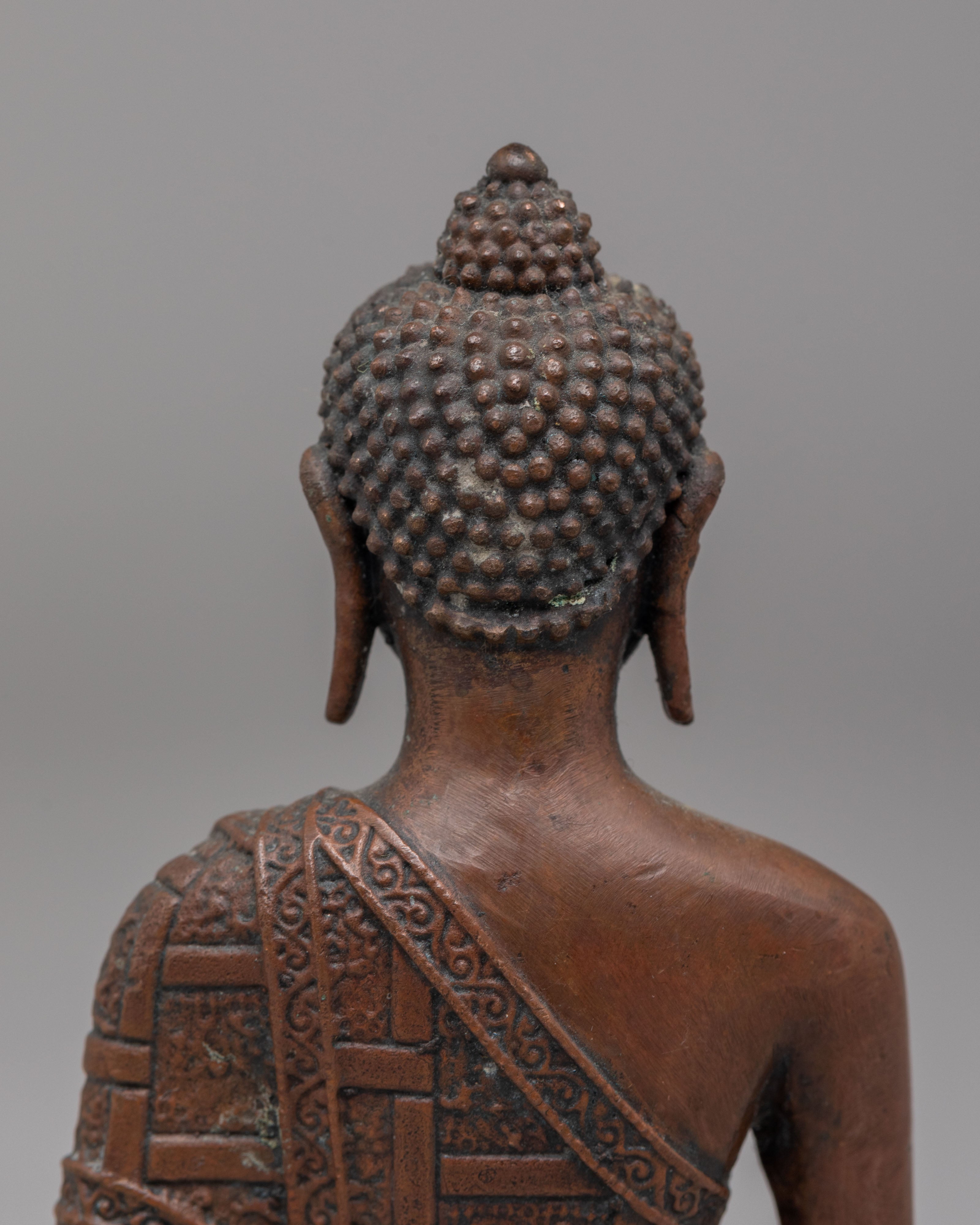 Enlightenment Shakyamuni Buddha Figurine | Oxidized Copper Sculpture