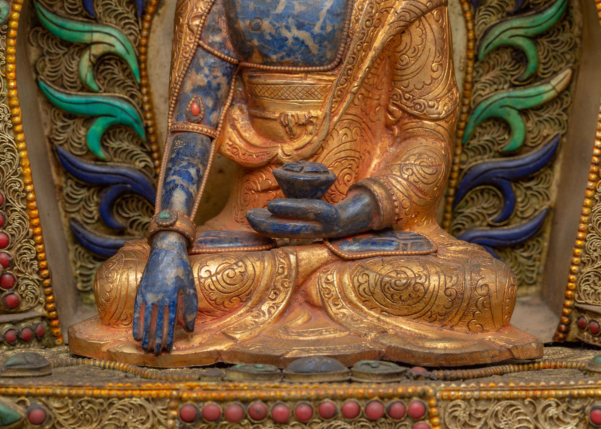 Himalayan Crowned Shakyamuni Buddha Statue | Crowned Buddha Figurine