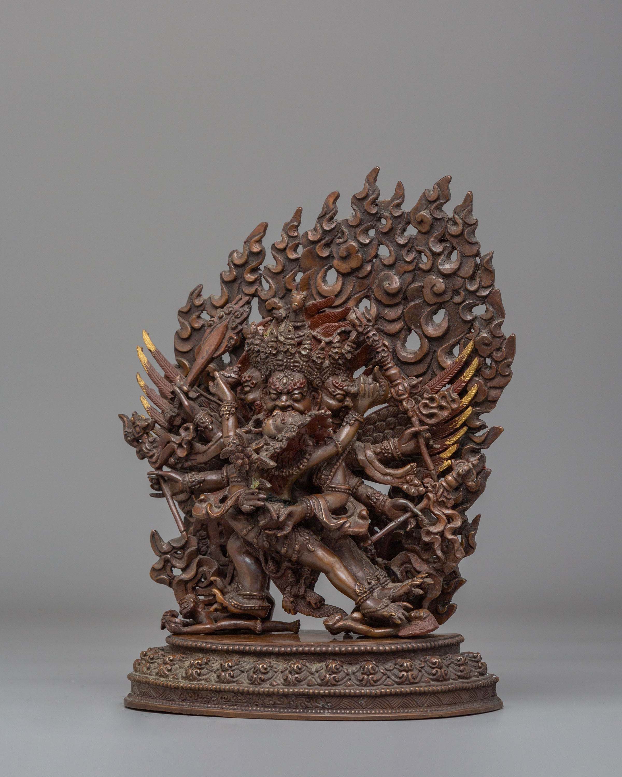 Handcrafted Hayagriva Statue | Traditional Oxidized Copper Artwork