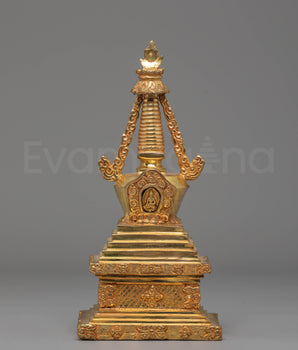 Handcrafted Gold-Plated Stupa Statue