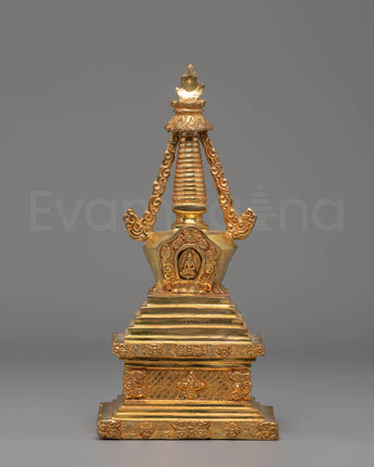 Handcrafted Gold-Plated Stupa Statue