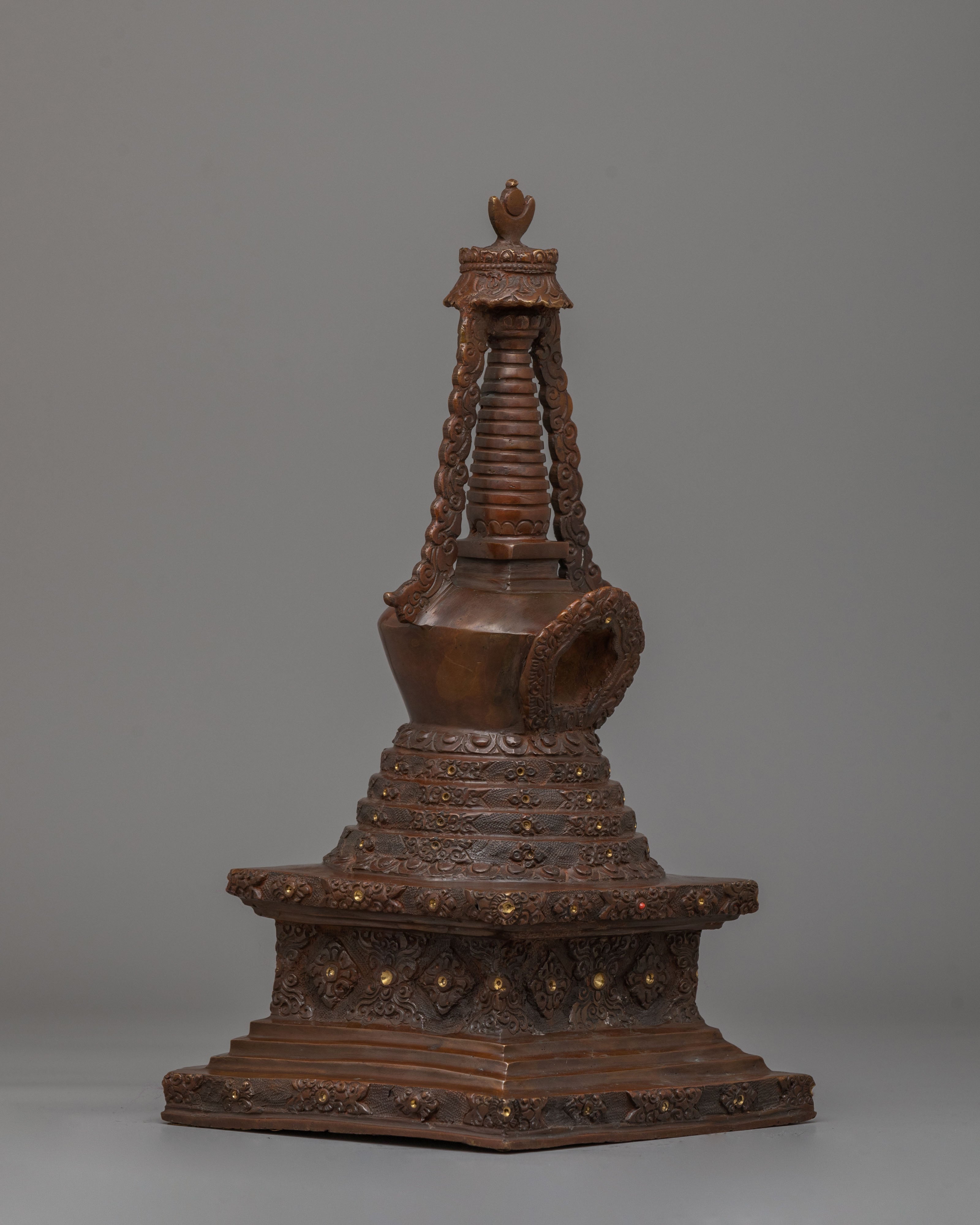 Handmade Lotus Blossom Stupa For Altar | Tibetan Ritual Art