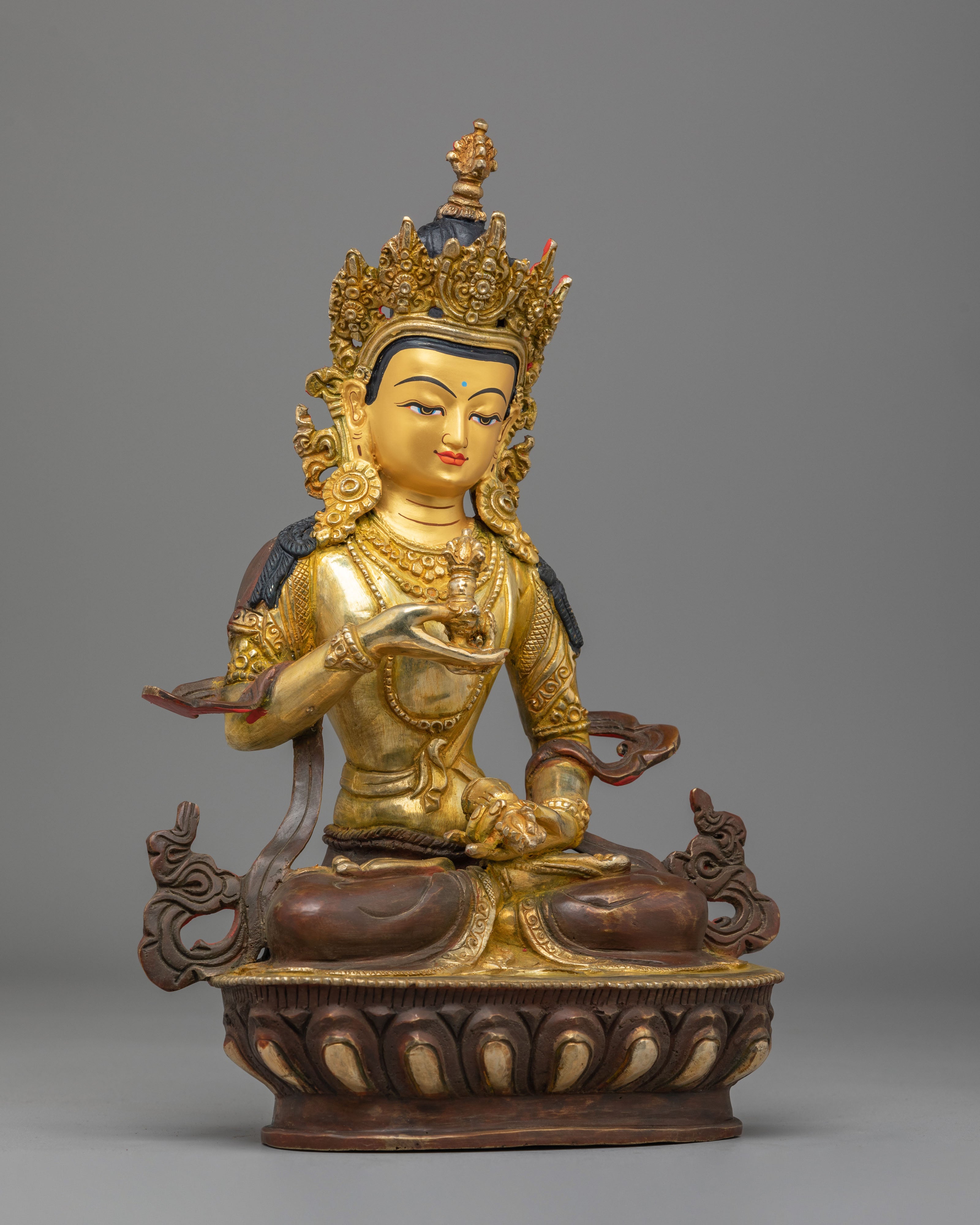 Sacred Vajrasattva Deity Sculpture | 24K Gold Plated Vajrasattva