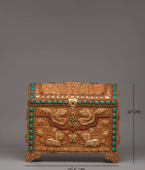 Handmade Dragon Treasure Box | Gemstone & Gold Plated Copper