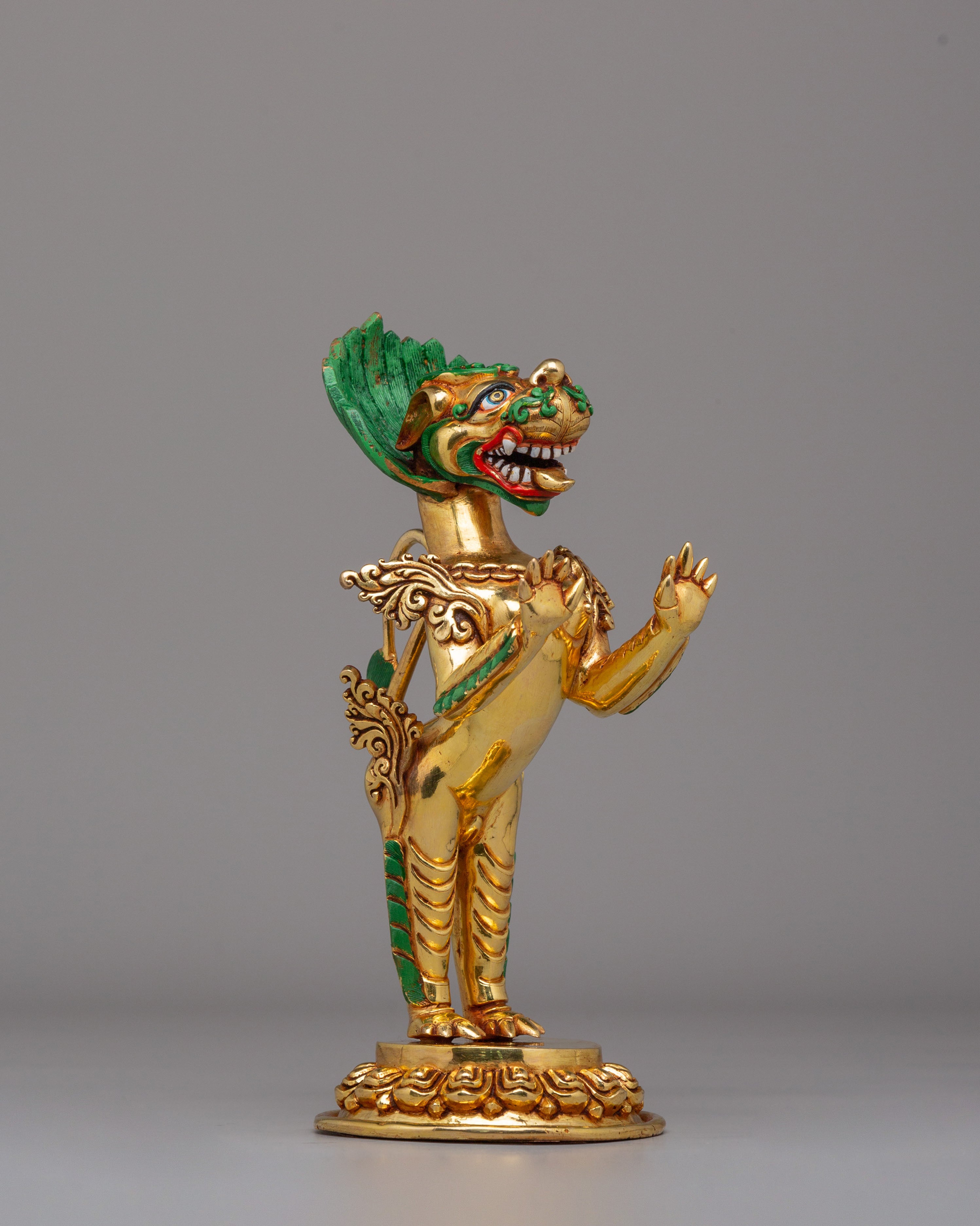 Sacred Tibetan Guardian Lions Set | Traditional Himalayan Lion Figurines