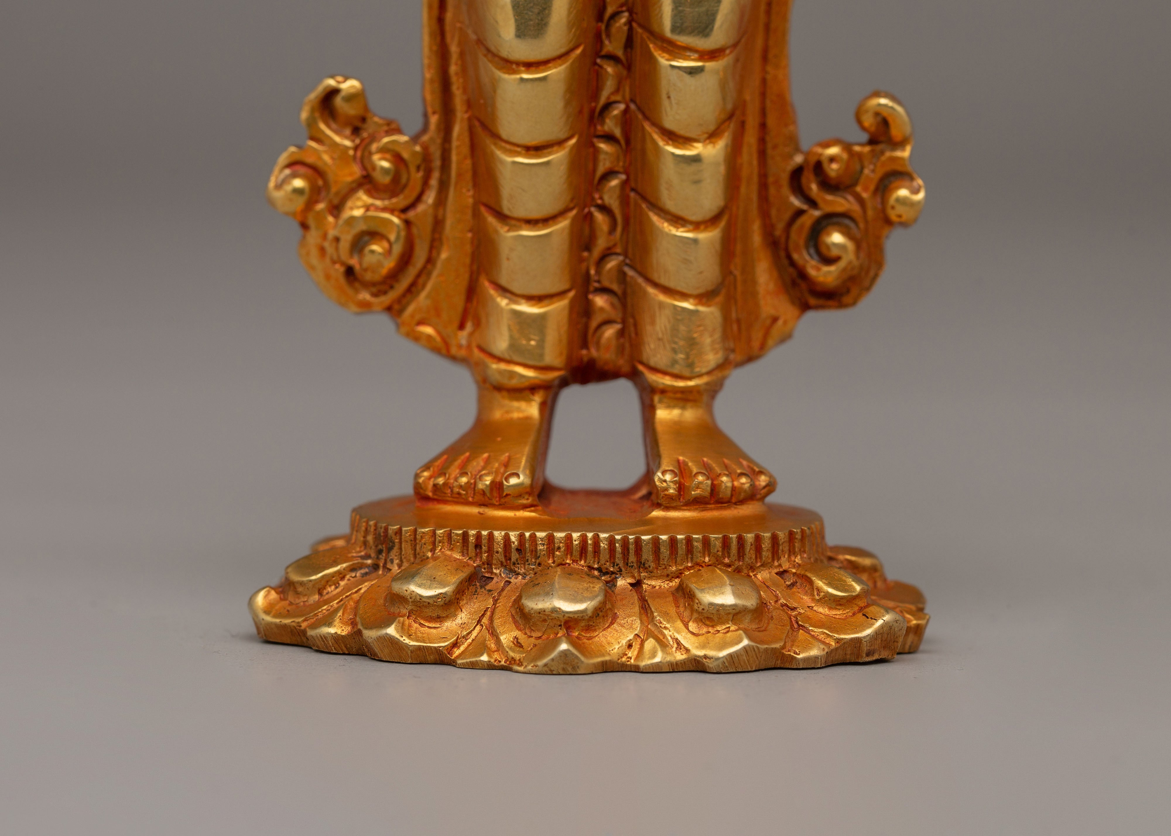 Handcrafted Mandarva Buddha Statue | Electro Gold Plated Statue for Altars