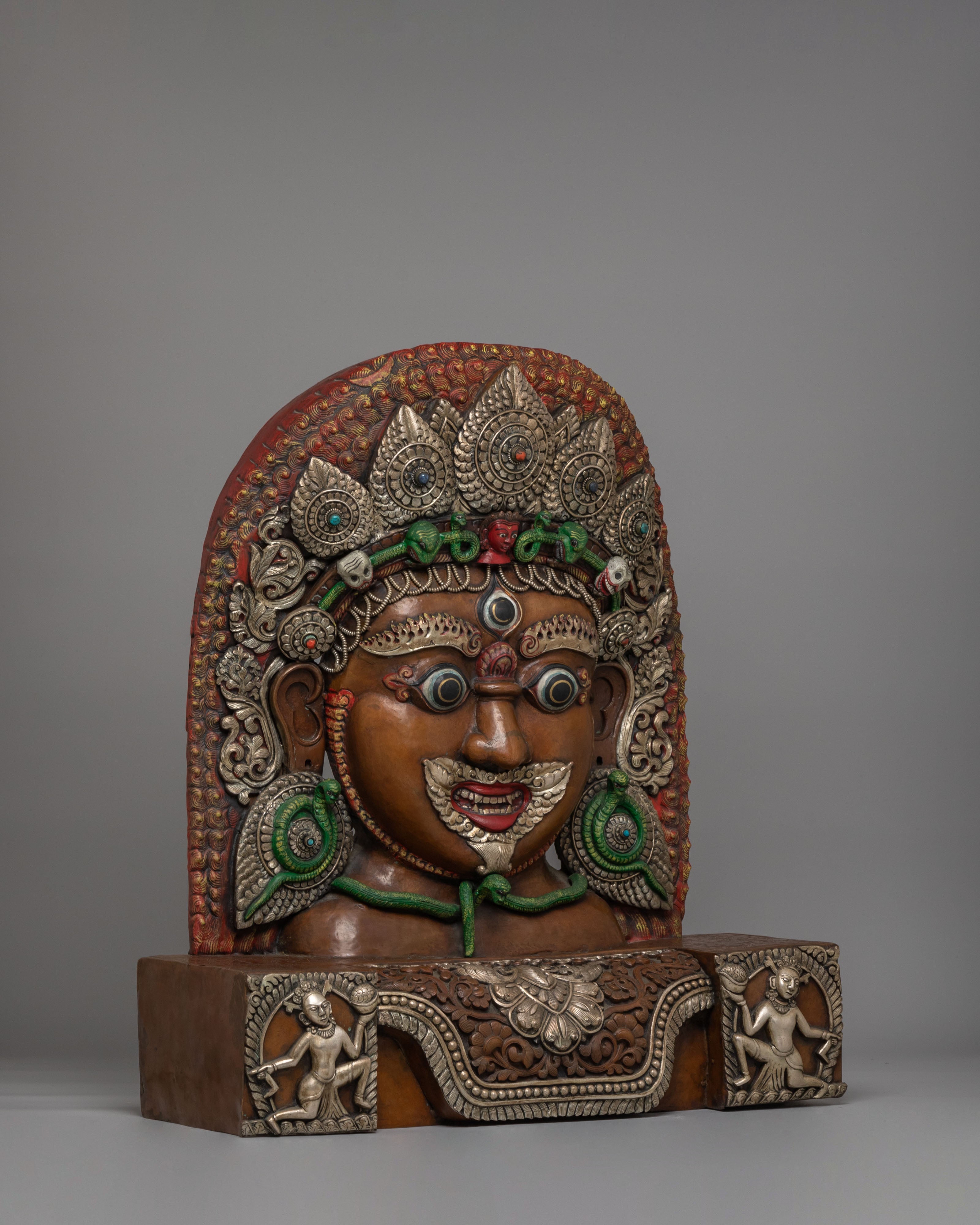 Handcrafted Bhairav Wall Sculpture: A Divine Protector for Your Space