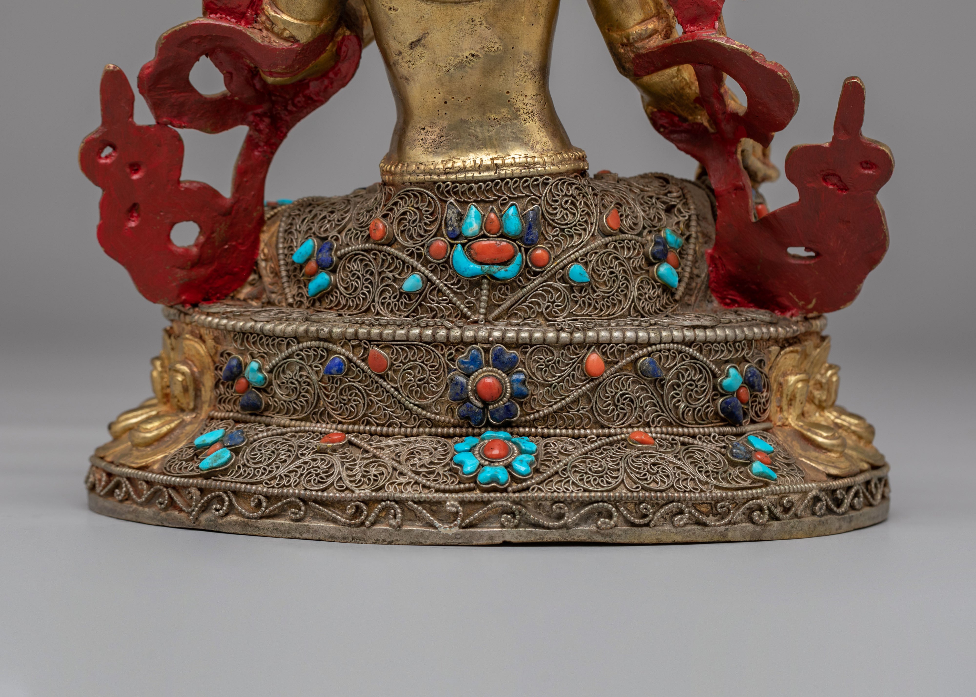 Spiritual Shyama Tara Statue for Altar | Handcrafted Copper Figure