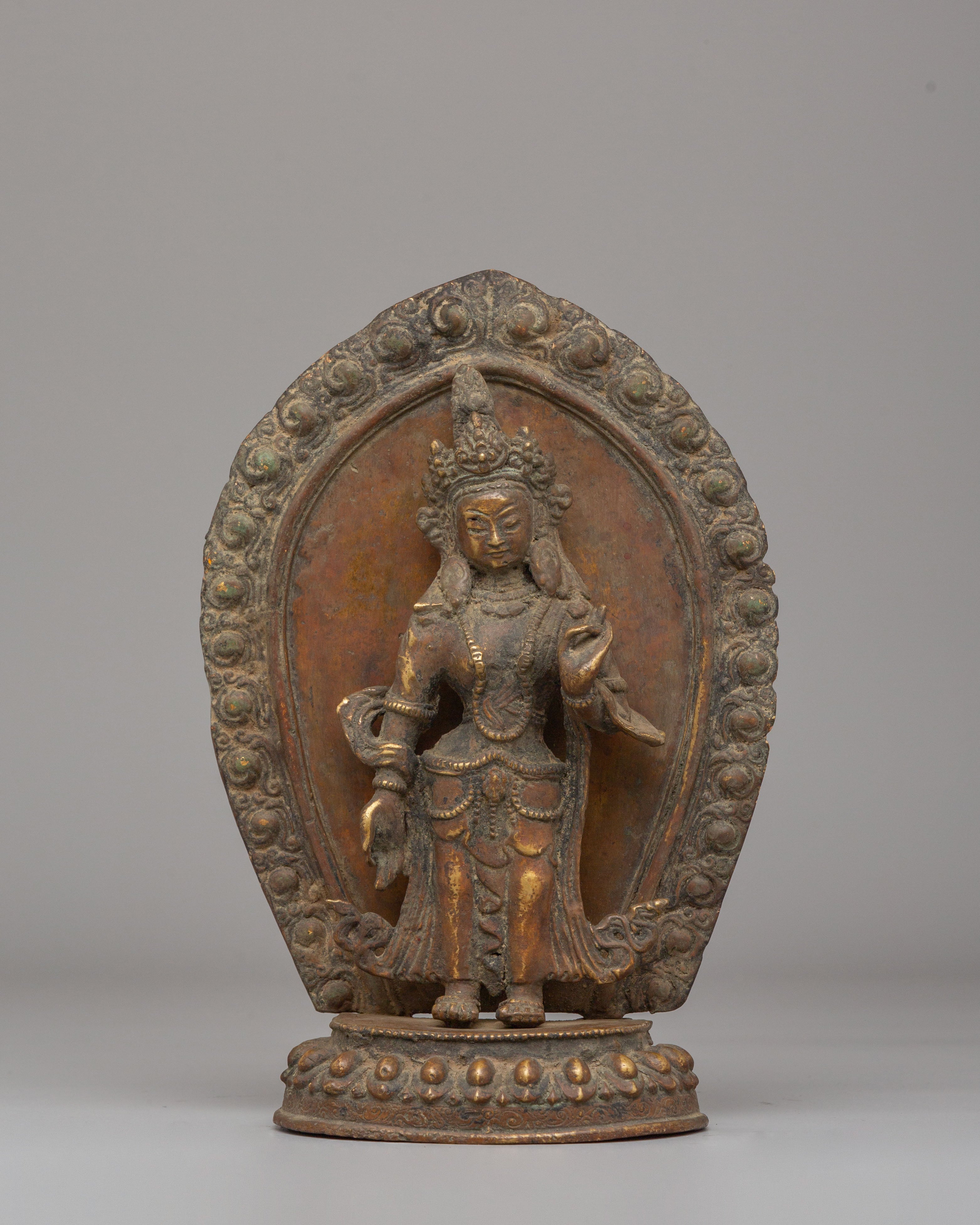 Himalayan Standing Deities Set | Antique Finished Copper Figurines
