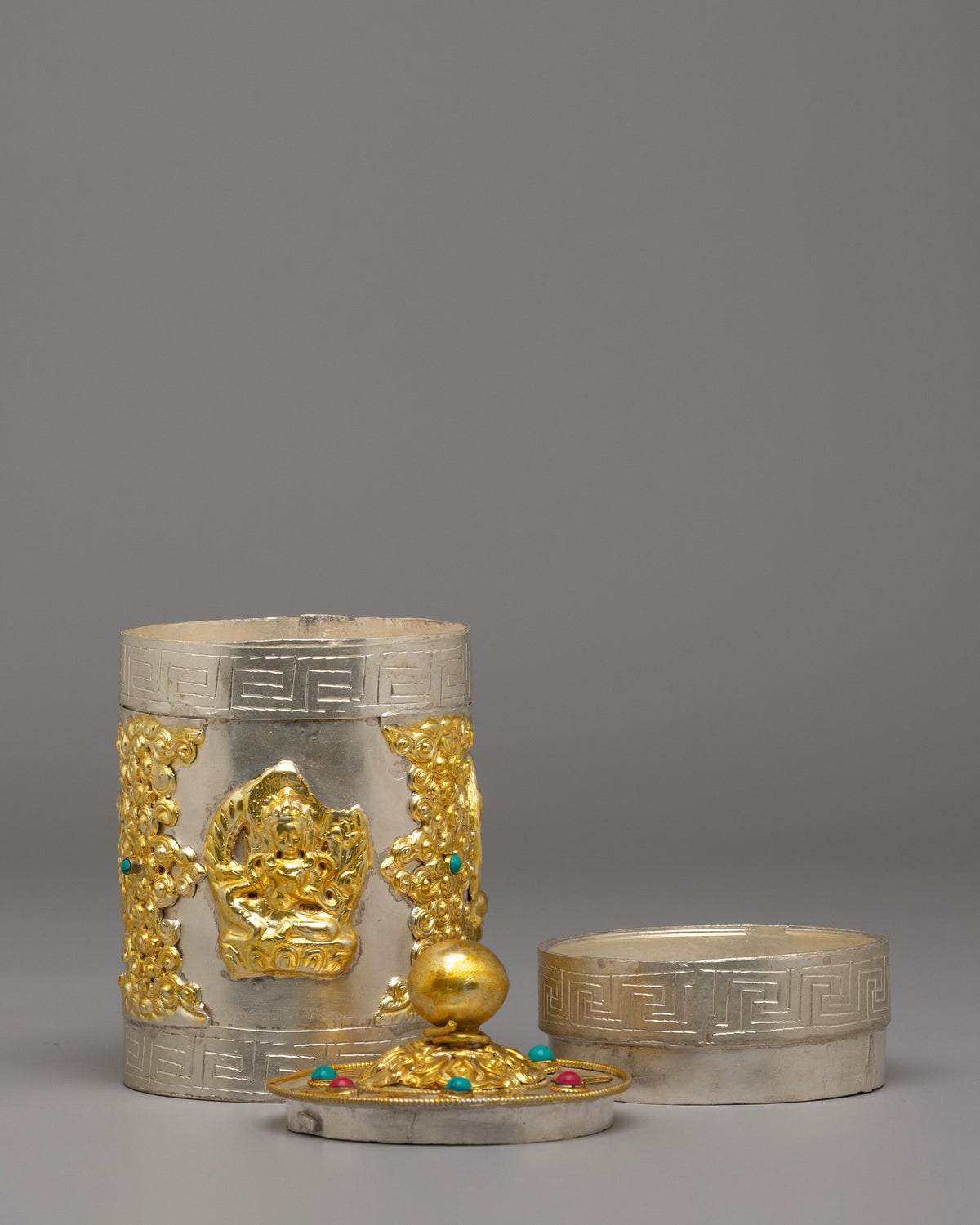 Handcrafted Himalayan Jewelry Box | Copper Box with Electro Gold and Silver Plating
