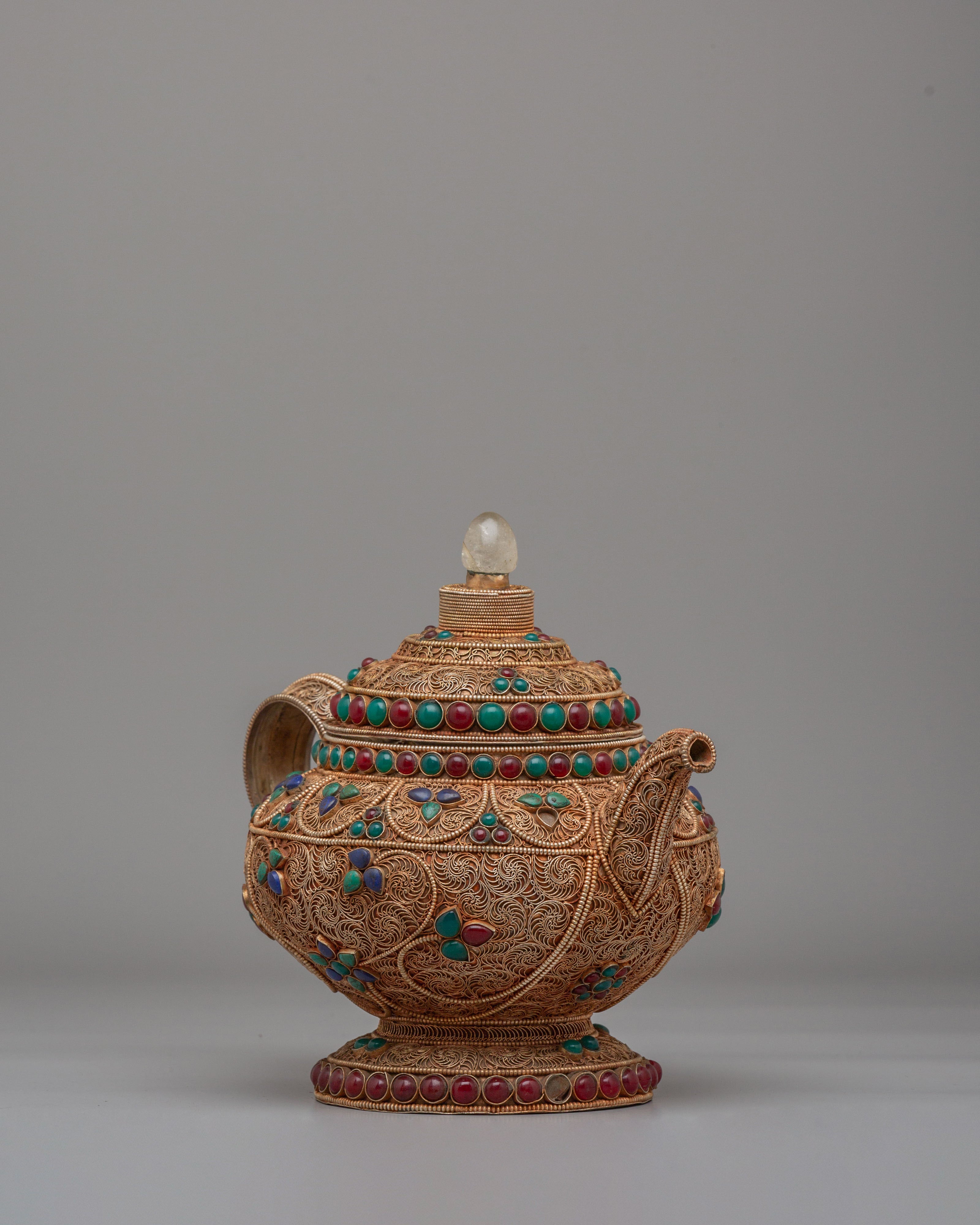 Handcrafted Filigree Tea Pot | Tibetan Tea Pot with Decorative Design