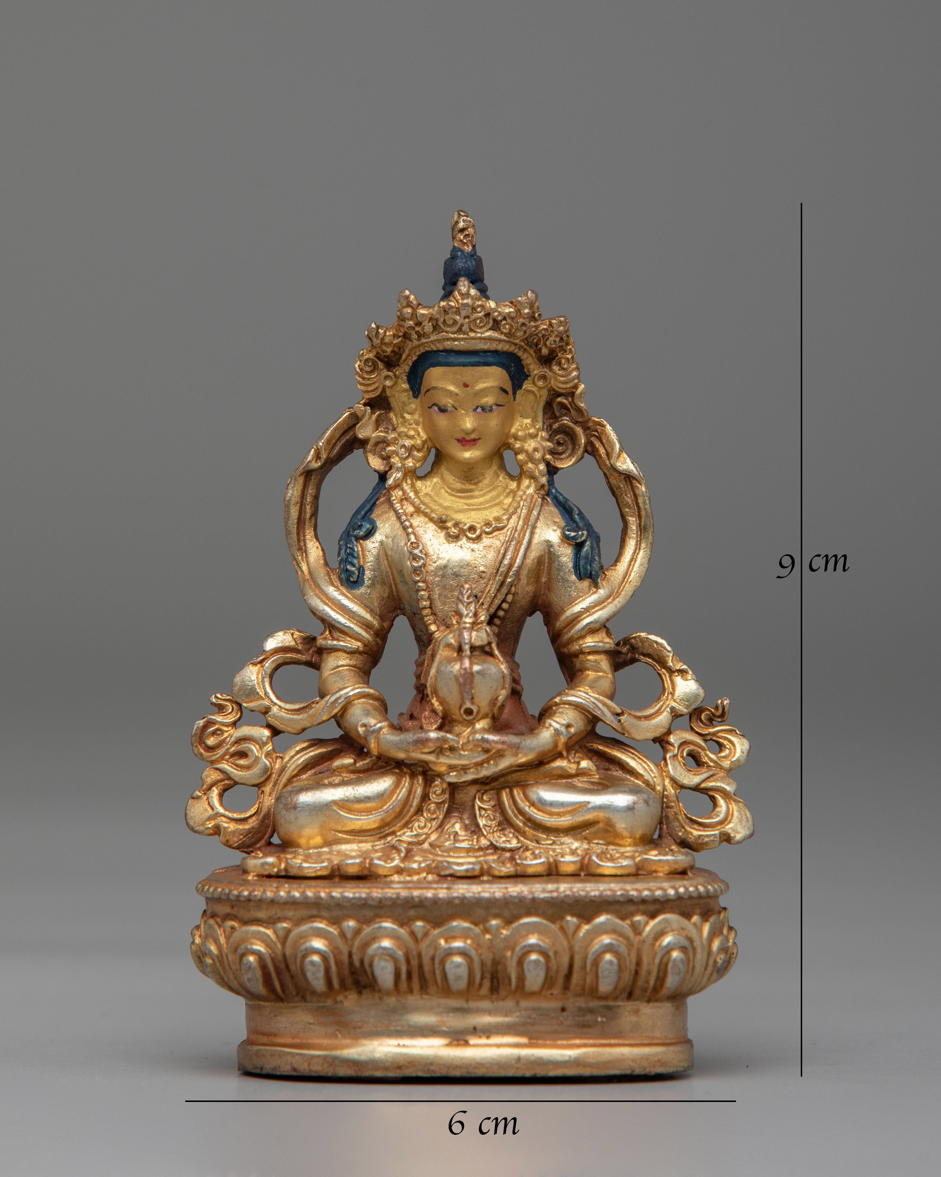 Spiritual Amitayus Meditation Statue | 24K Gold Plated Copper Figure