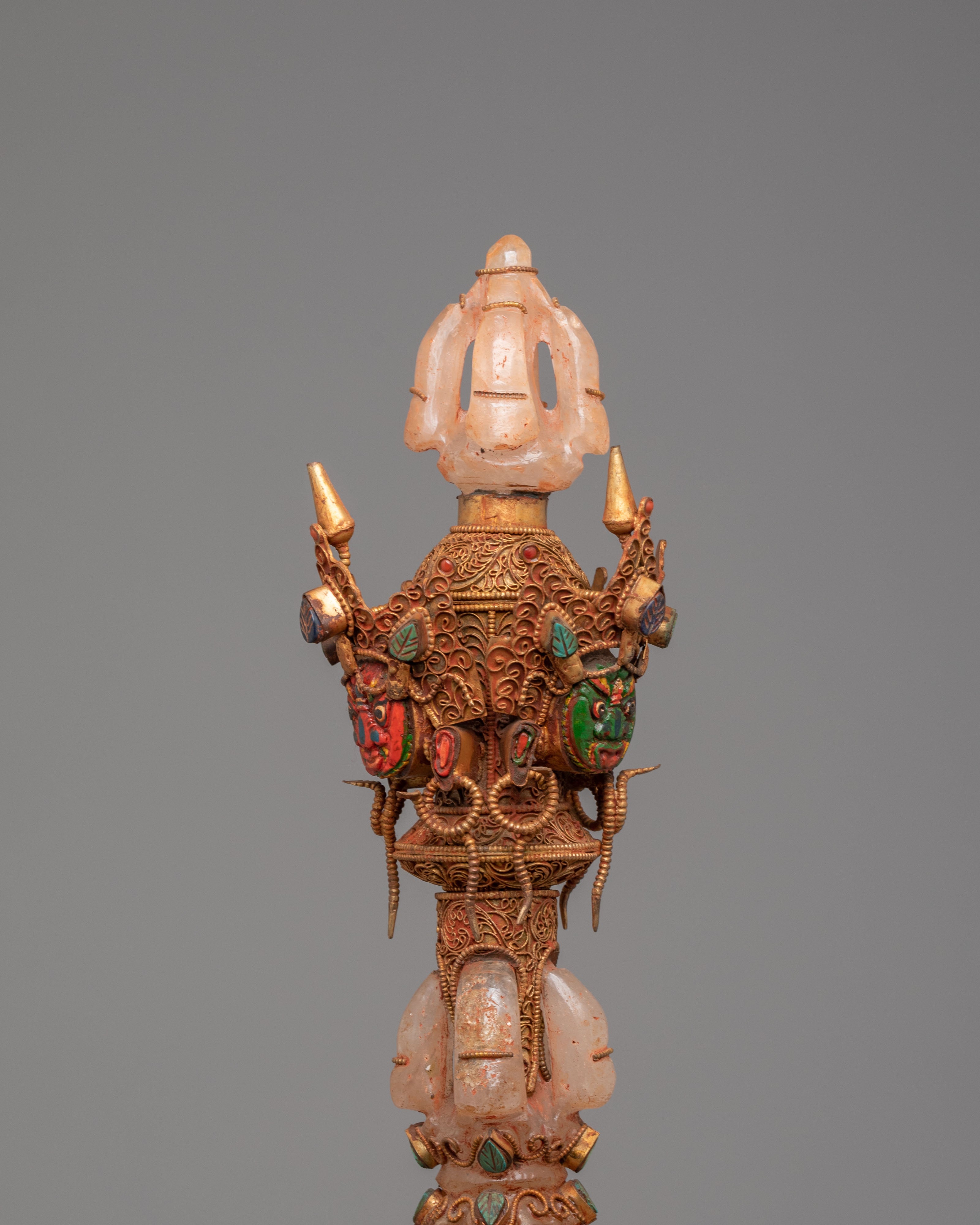 Buddhist Ceremonial Dagger Phurba | Crystal Vajra Dagger for Protection