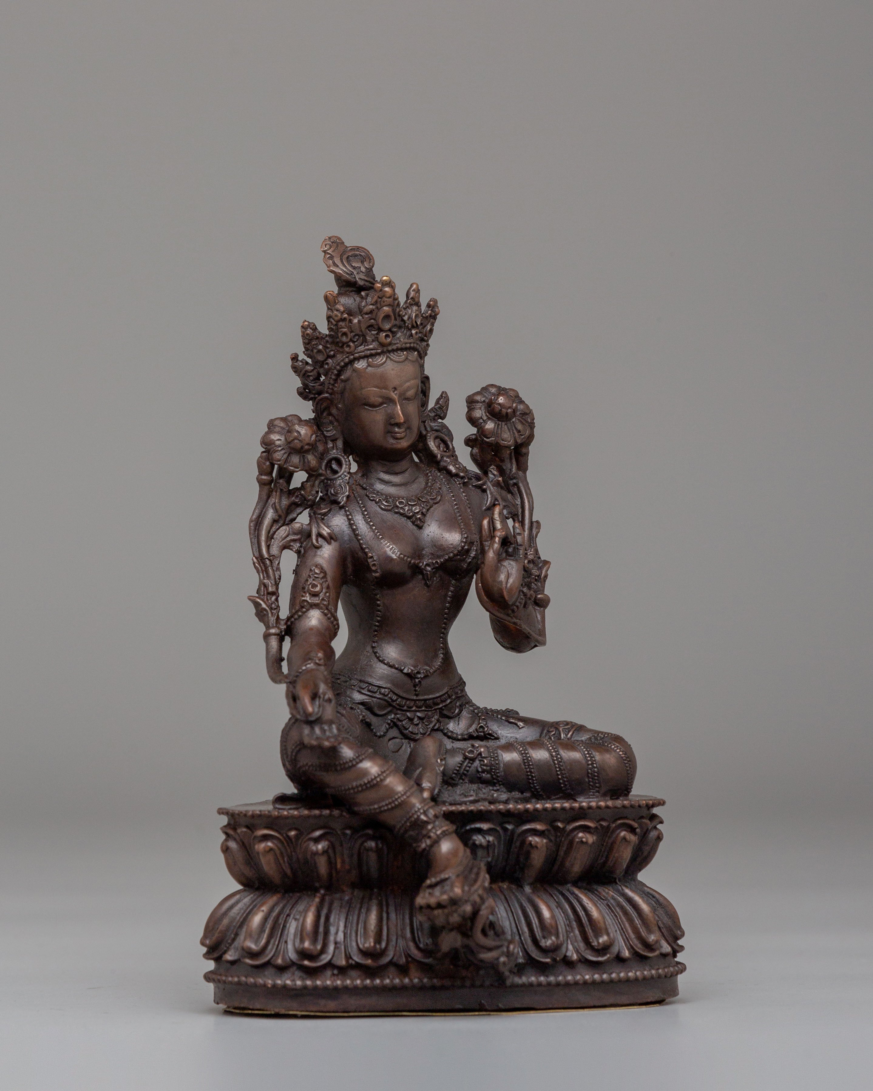 Spiritual Green Tara Altar Statue | Tibetan Buddhist Deity