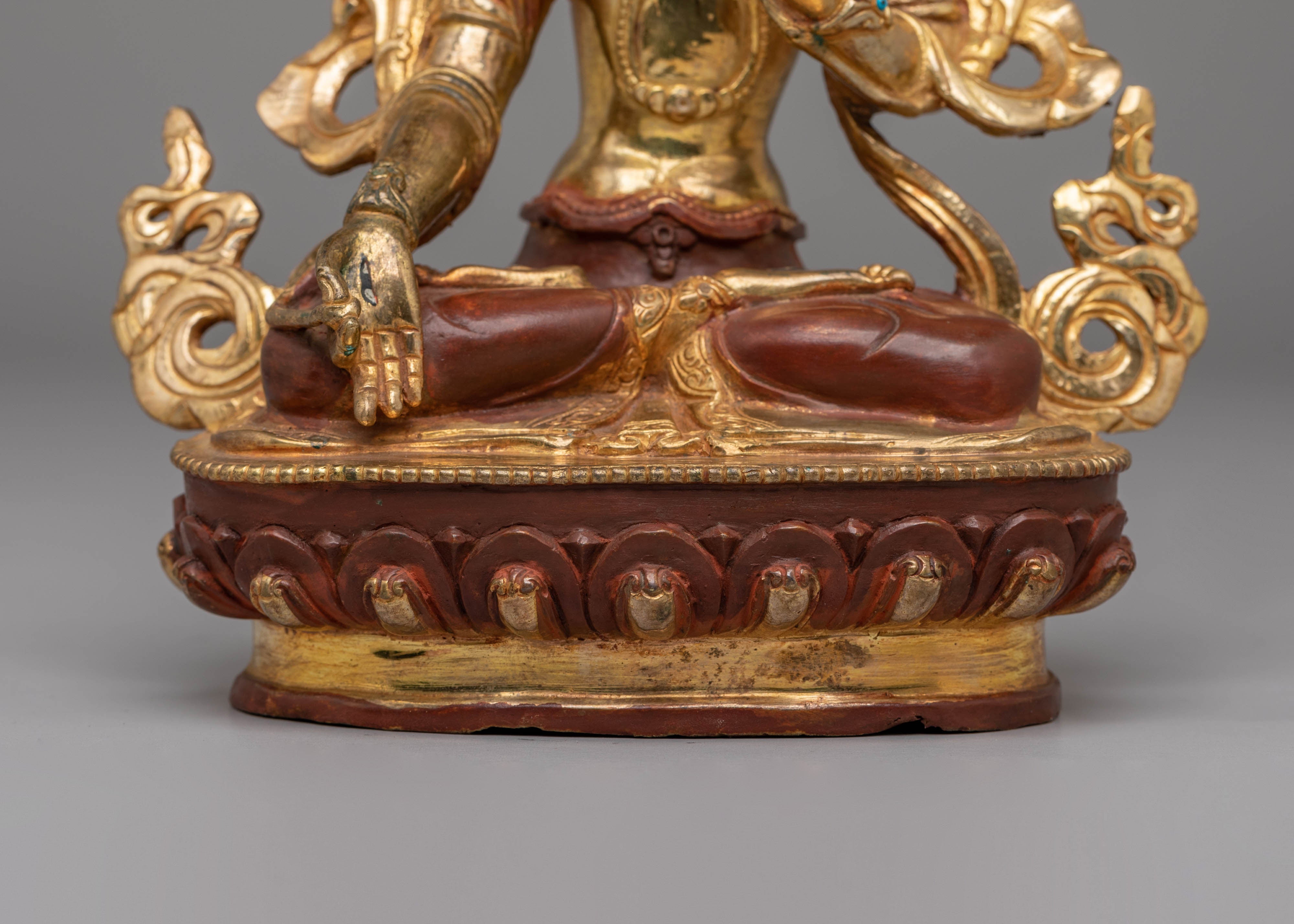 Traditional Tibetan Green Tara Statue | Handcrafted Goddess Sculpture for Meditation