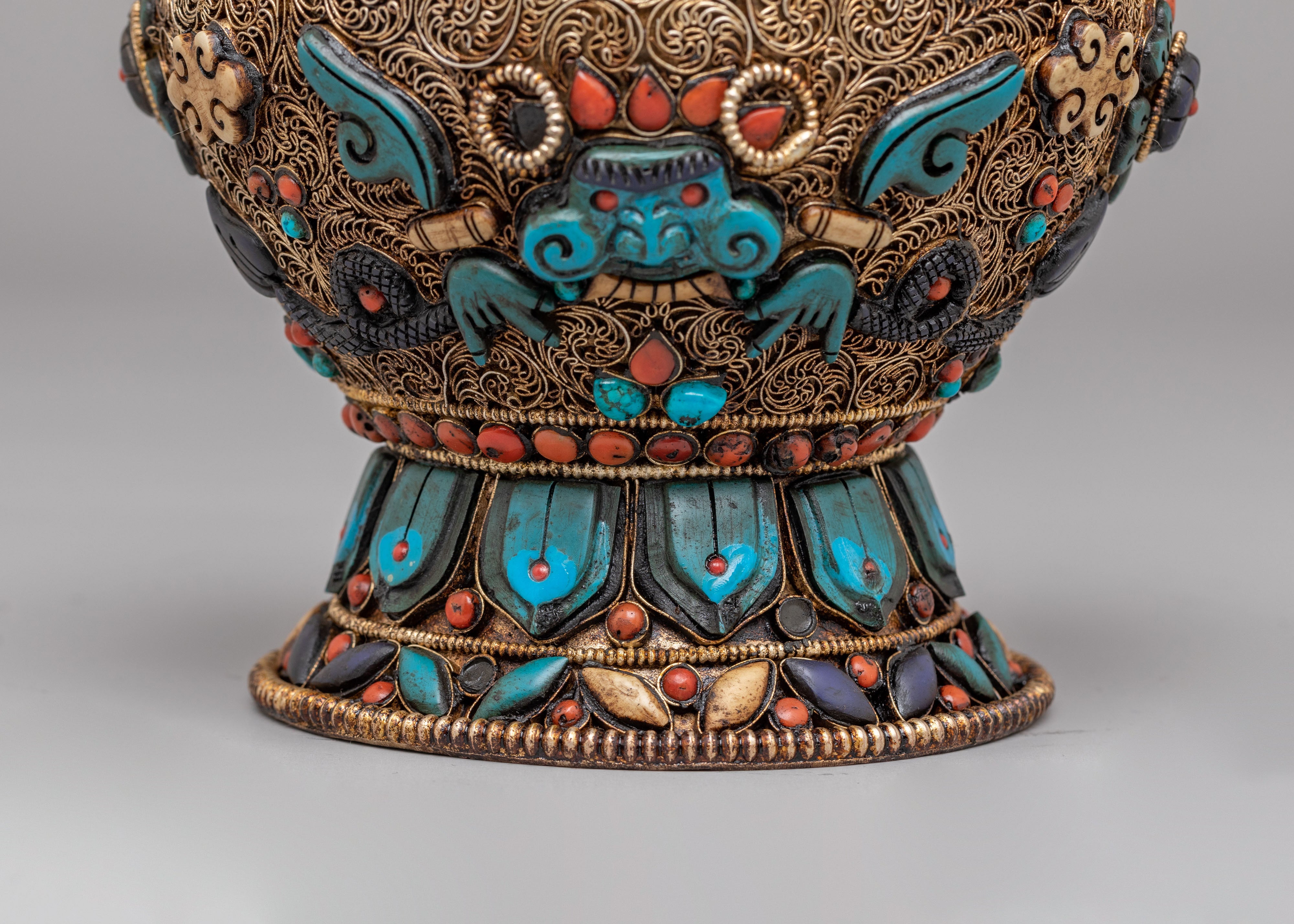 Buddhist Ceremonial Rice Pot Vessel | Spiritual Symbolism for Blessings